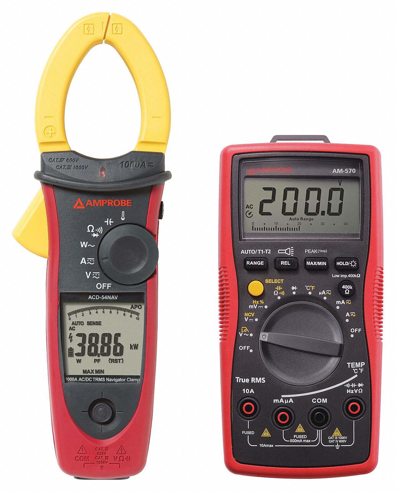 AMPROBE Clamp Meter with Digital Multimeter 7DZ526NZJ0 + 34K451 Grainger