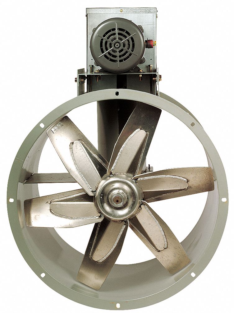 TUBEAXIAL FAN 18IN BLADE, 115/208-230V AC, W/V-BELT PULLEY, 2.85IN, A TYPE V-BELT-39 IN, AND MOTOR