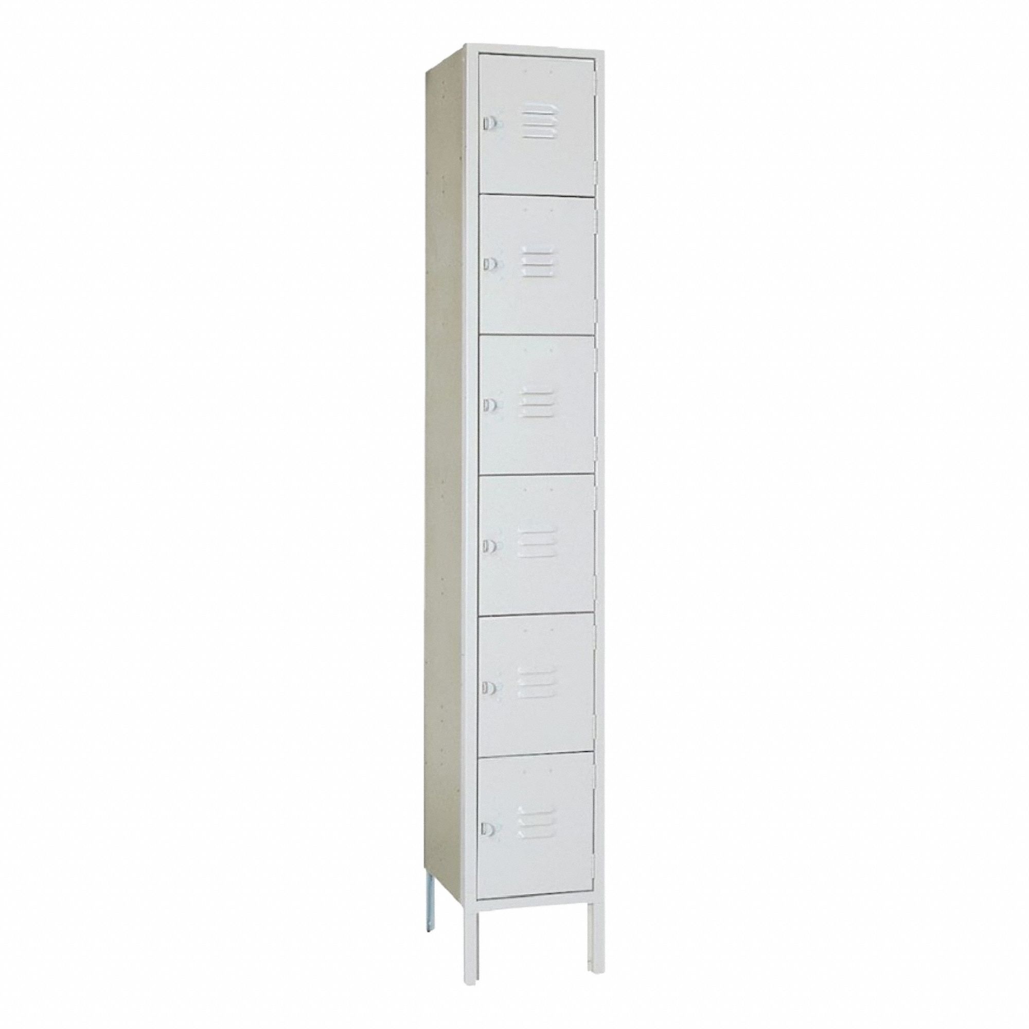 Wardrobe Locker: 12 in x 18 in x 78 in, 6 Tiers, 1 Units Wide, Louvered, Padlock Hasp, Gray