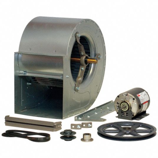 Blower with Motor and Drive Package: 12 3/4 in Wheel Dia, Belt Drive,  Includes Drive Pack, 1,790 cfm