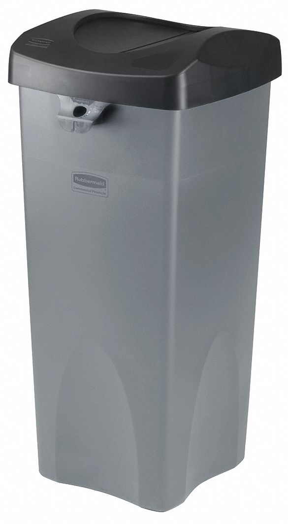 Trash Can, Square, Silver, 35 gal.