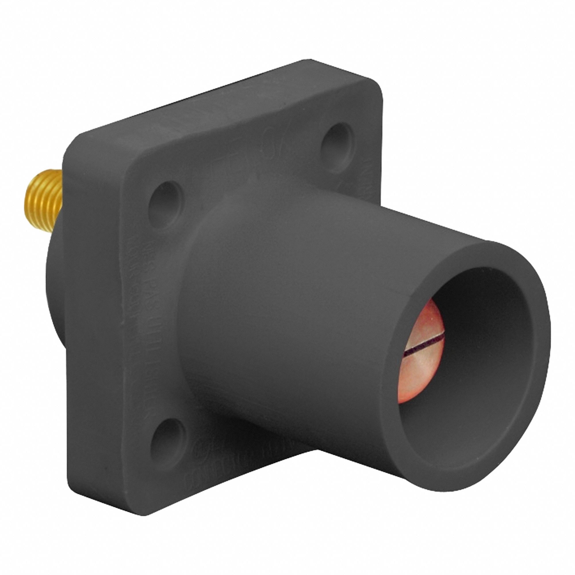 Single Pole Receptacle: For Female Connectors, 400 A, Straight, Black, Square, Threaded Mounting