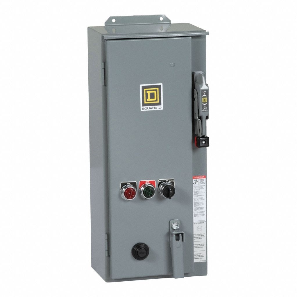 NEMA Combination Starter: Fusible Disconnect, 3 Poles, NEMA Size 1, 120V AC, NEMA-Rated 3R