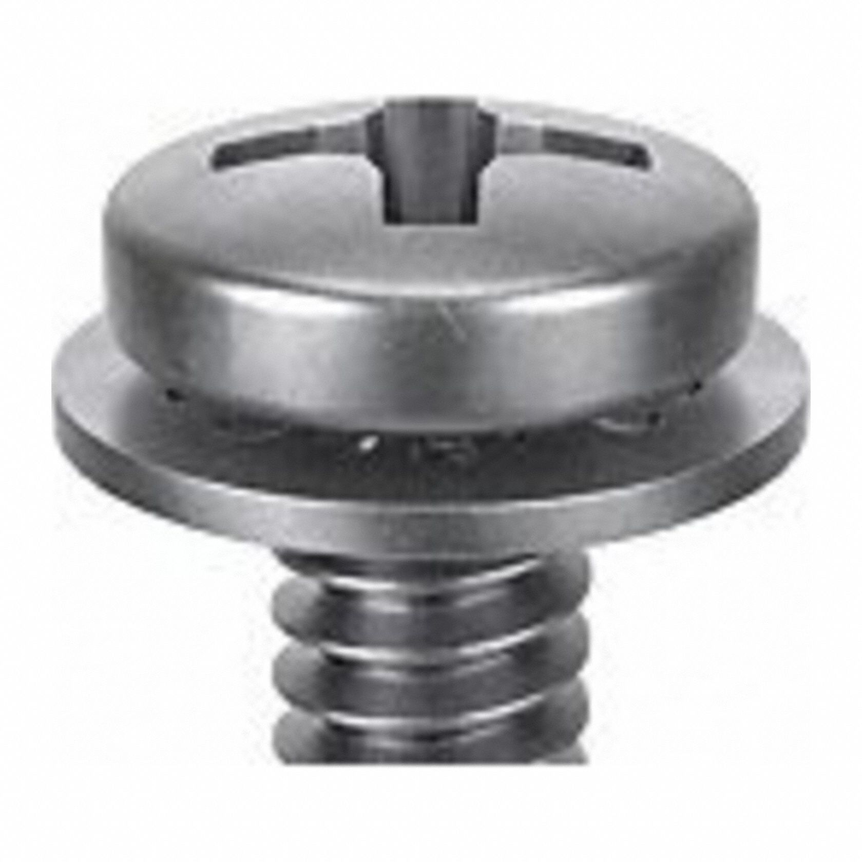 SEMS Screw: Internal Tooth, #6-32 Thread Size, 1/8 in Lg, Stainless Steel, Passivated, Pan, 50 PK