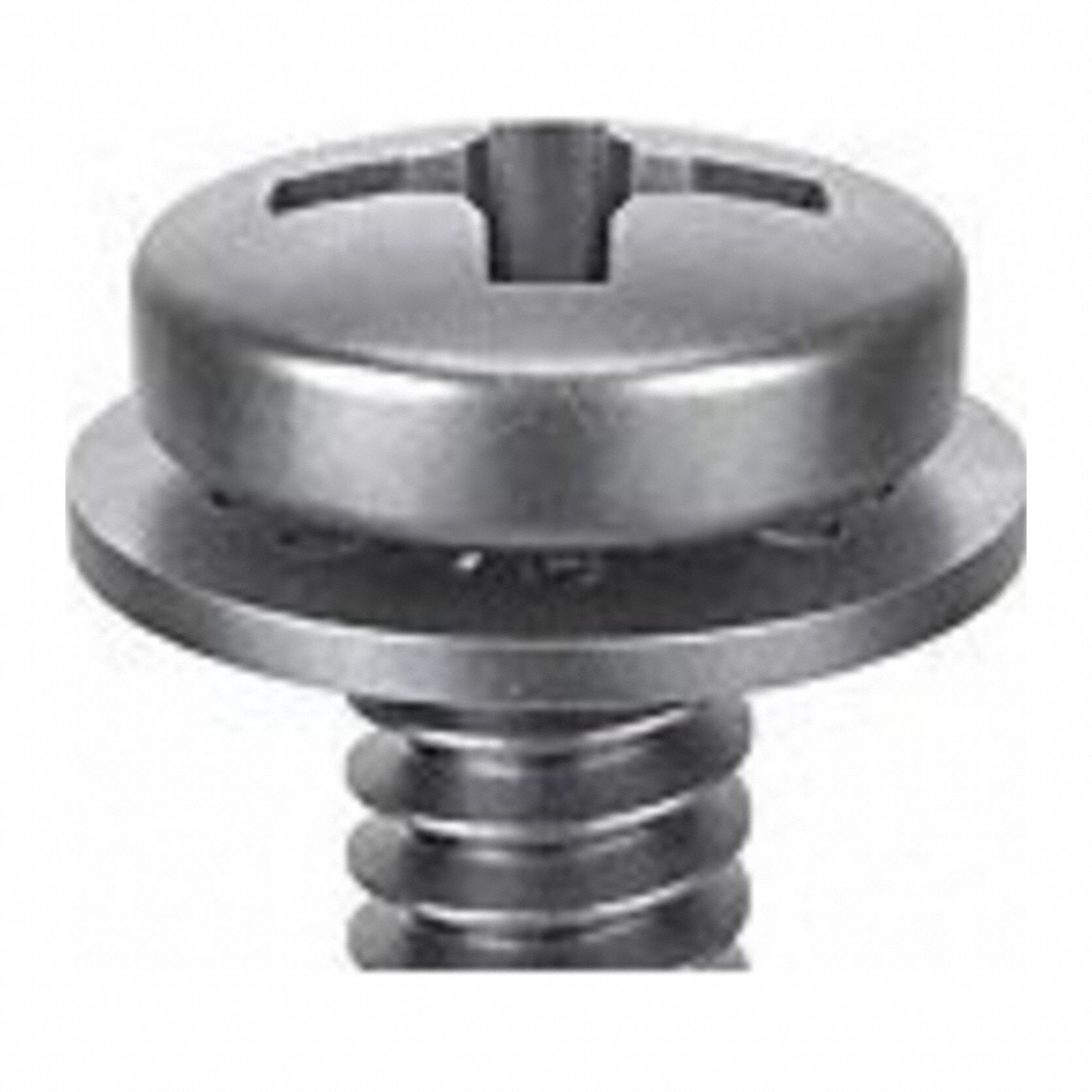 SEMS Screw: Internal Tooth, #4-40 Thread Size, 3/8 in Lg, Stainless Steel, Passivated, Pan, 50 PK