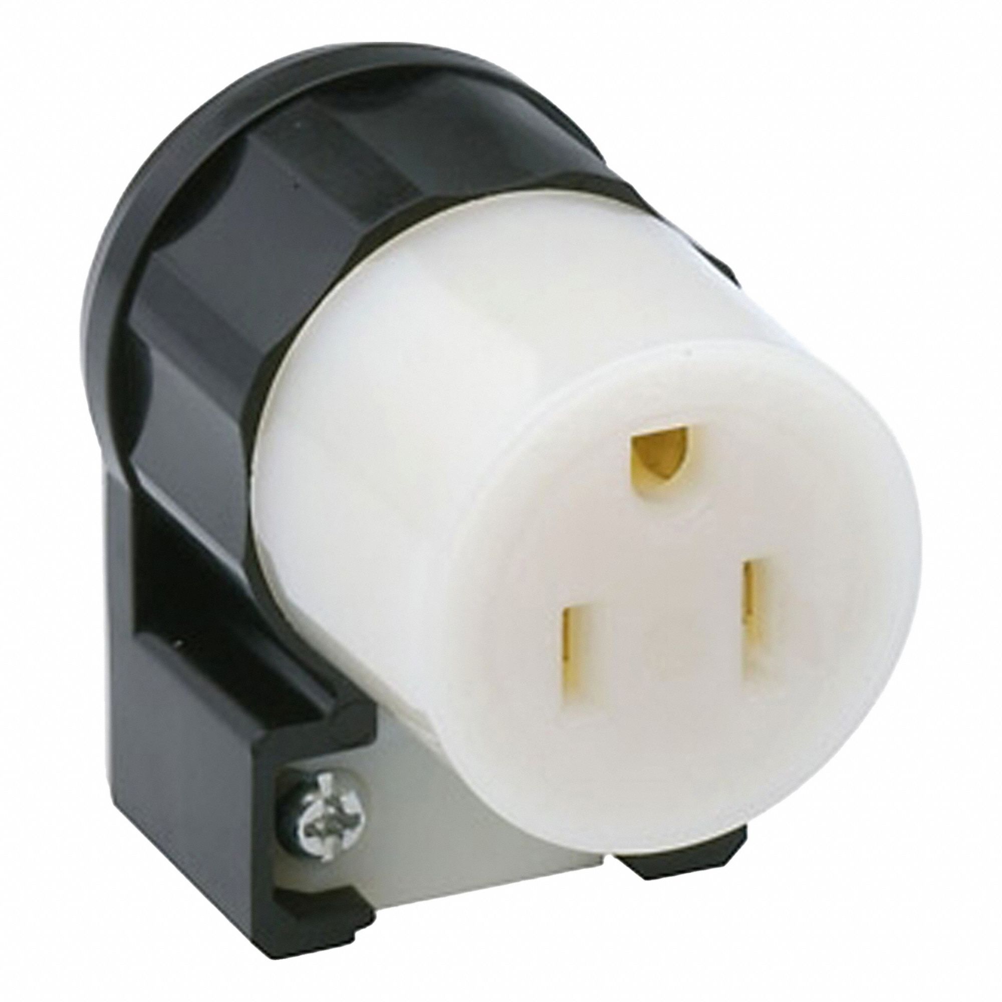 Straight Blade Connector: 5-15R, 15 A, 125V AC, 2 Poles, Black/White, Screw Terminals