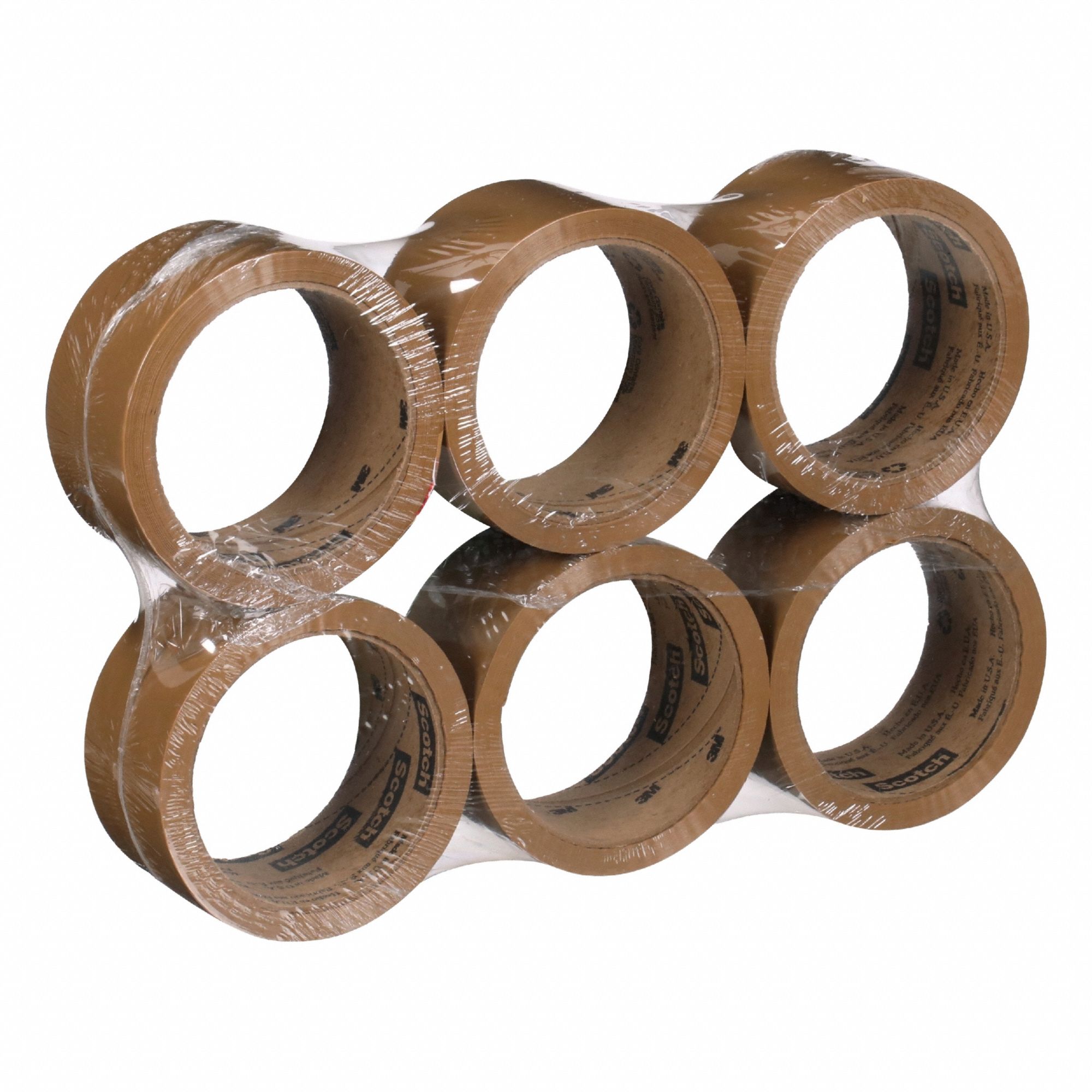 Carton Sealing Tape: 1.8 mil Tape Thick, 2 in x 55 yd, 371, 6 PK