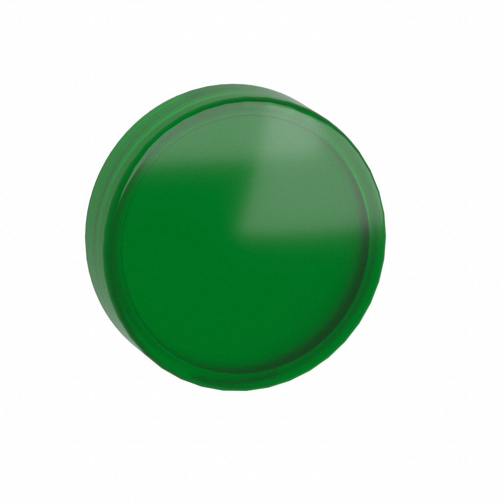 Pilot Light Lens: 22 mm Panel Mounting Hole Dia, Green, Smooth, LED, XB4, XB5
