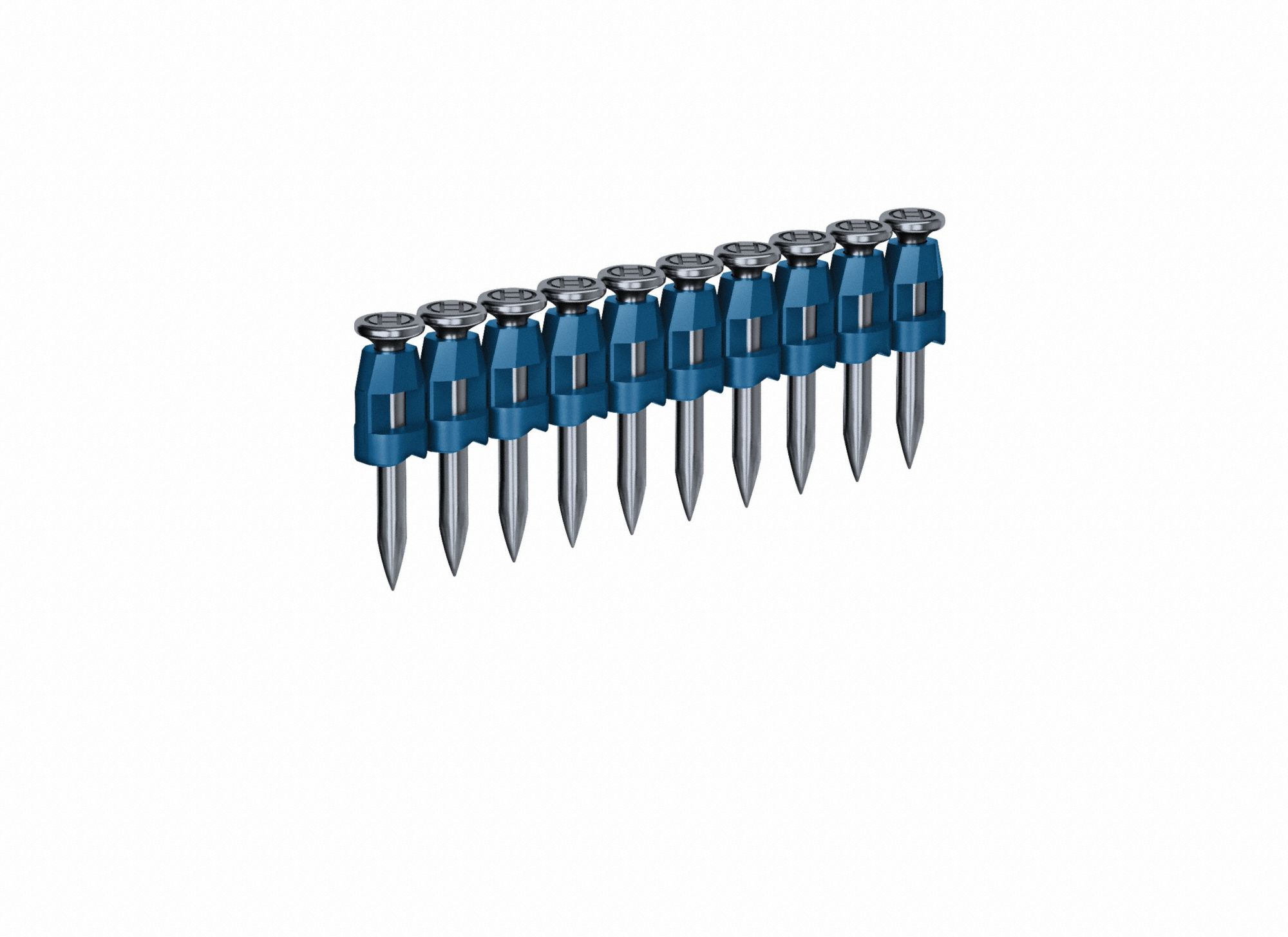 Concrete Pin: Concrete Nails, Offset Round, Smooth, 1 in Overall Lg, 0.106 in Shank Dia, Strip