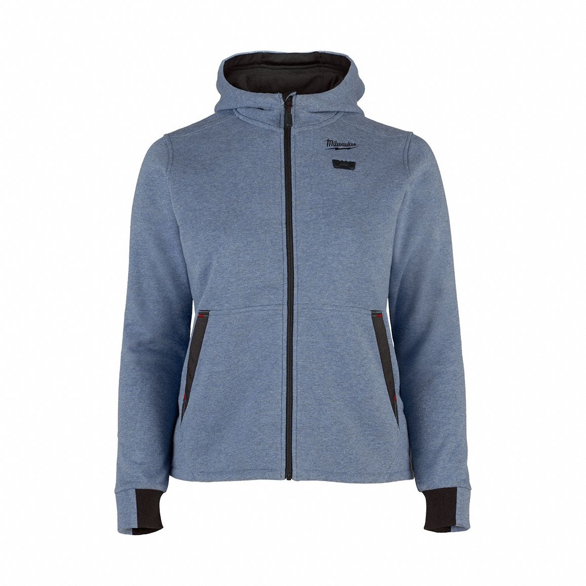 Heated Hoodie: Women's, 2XL, Blue, Up to 8 hours, 25 in Max Chest Size, 2 Outside Pockets
