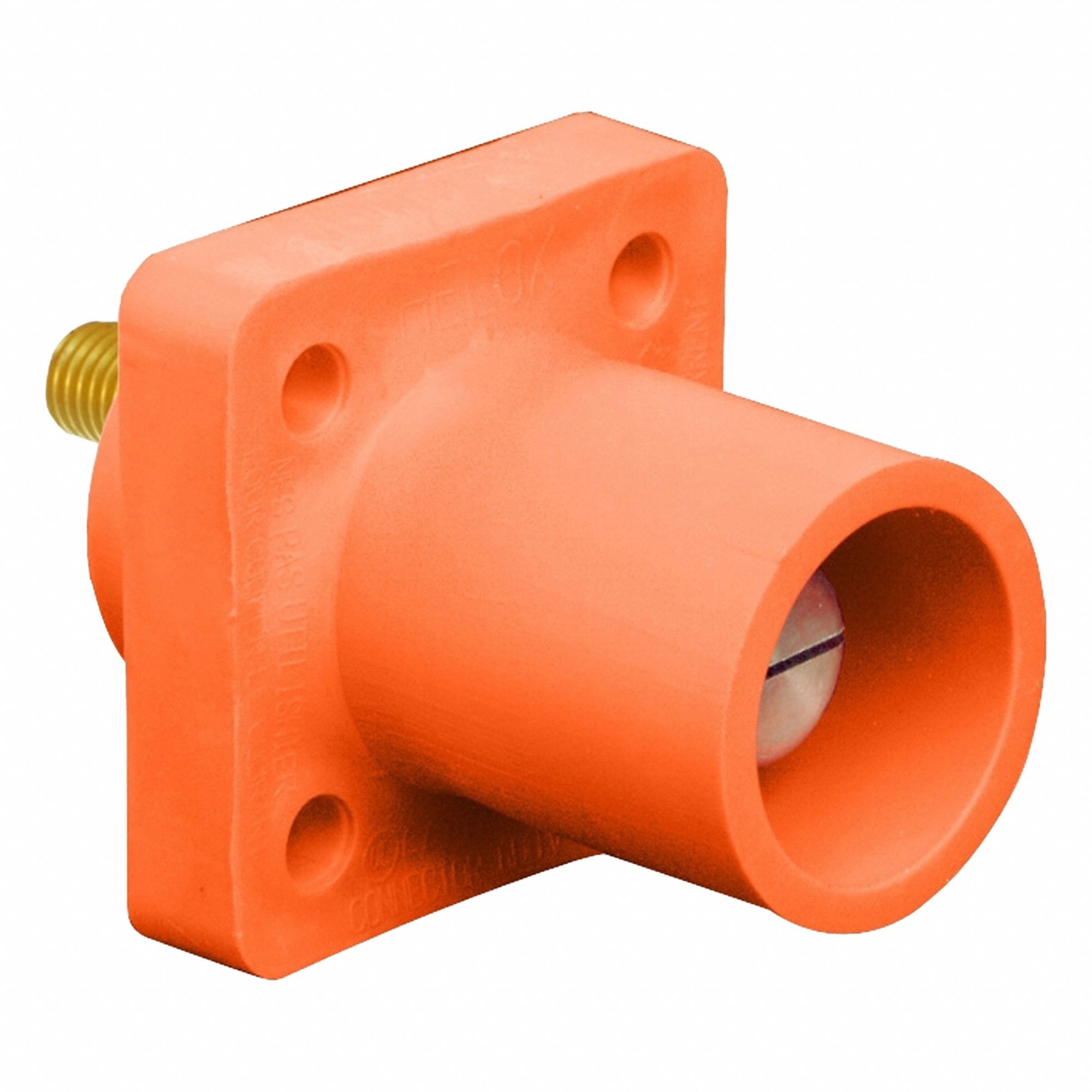 Single Pole Receptacle: For Female Connectors, 400 A, Straight, Orange, Square, Threaded Mounting