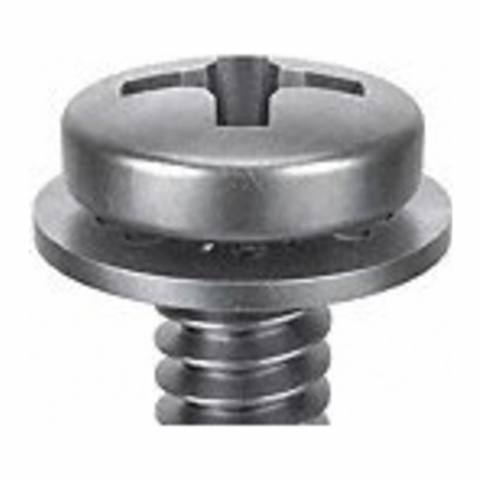 SEMS Screw: Internal Tooth, #6-32 Thread Size, 1 in Lg, Stainless Steel, Passivated, Pan, 25 PK