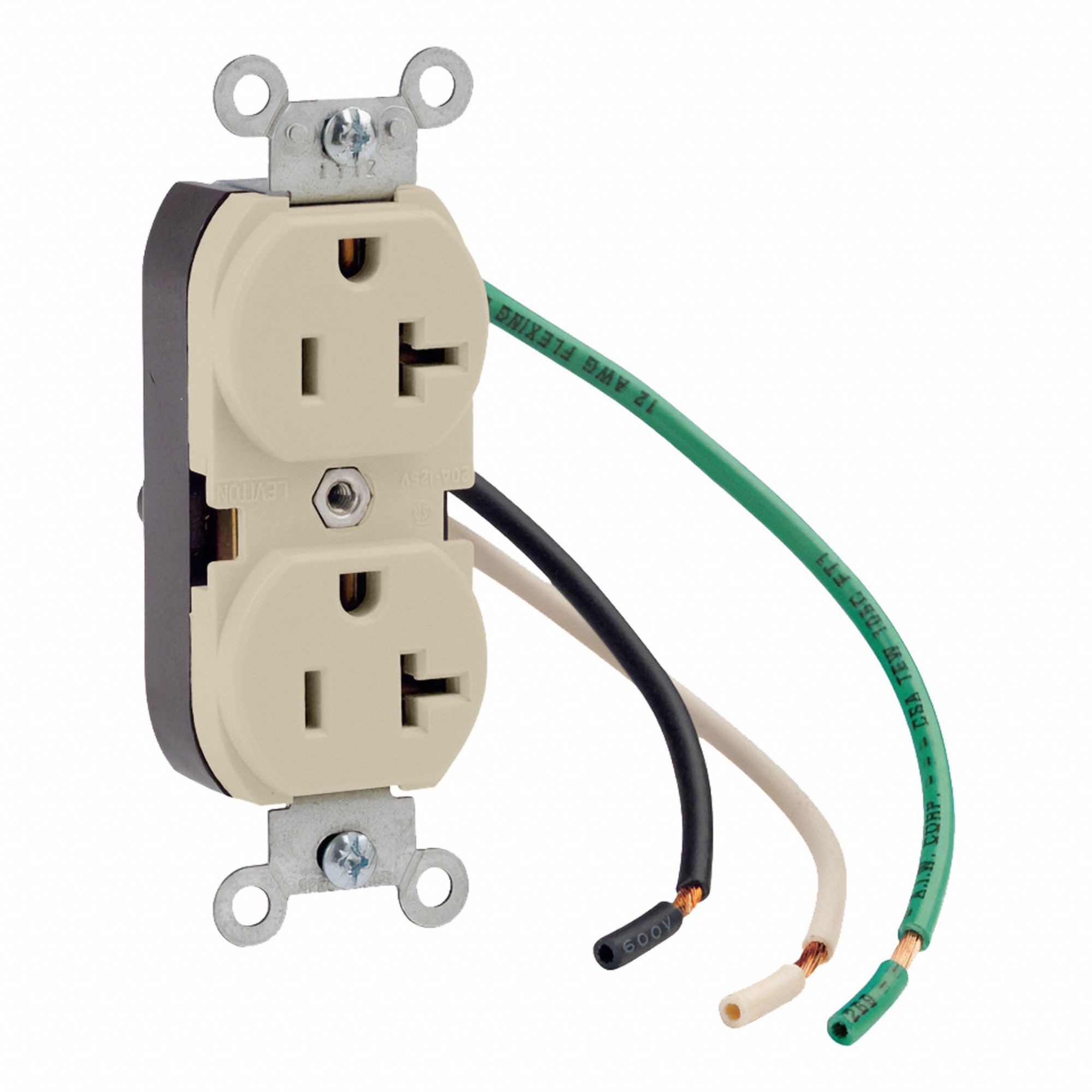 Duplex Outlet Ivory 20A 125V TR