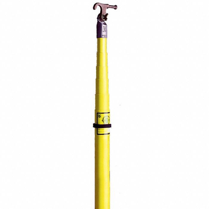 Utility Hot Stick: Extendable/Telescoping, 66 in to 30 ft, Fiberglass