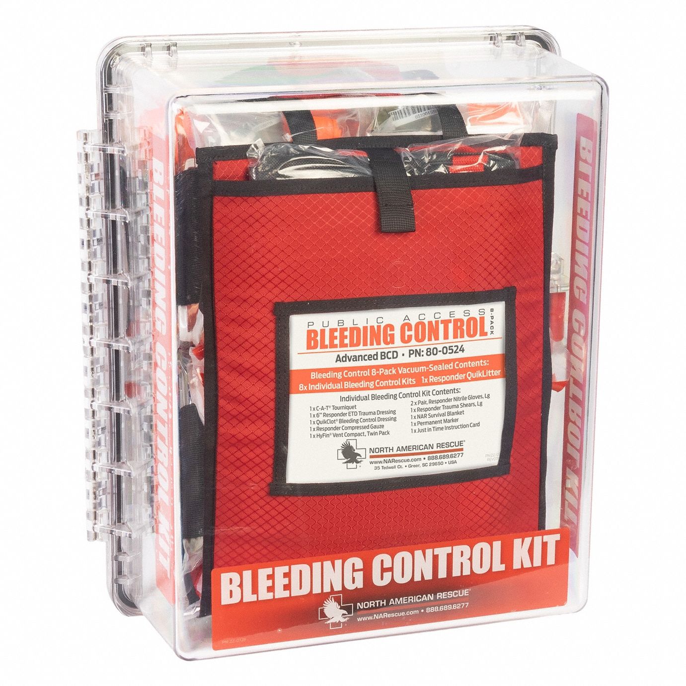 Bleeding Control Kit: Plastic Cabinet, 8 People Served, 80 Components