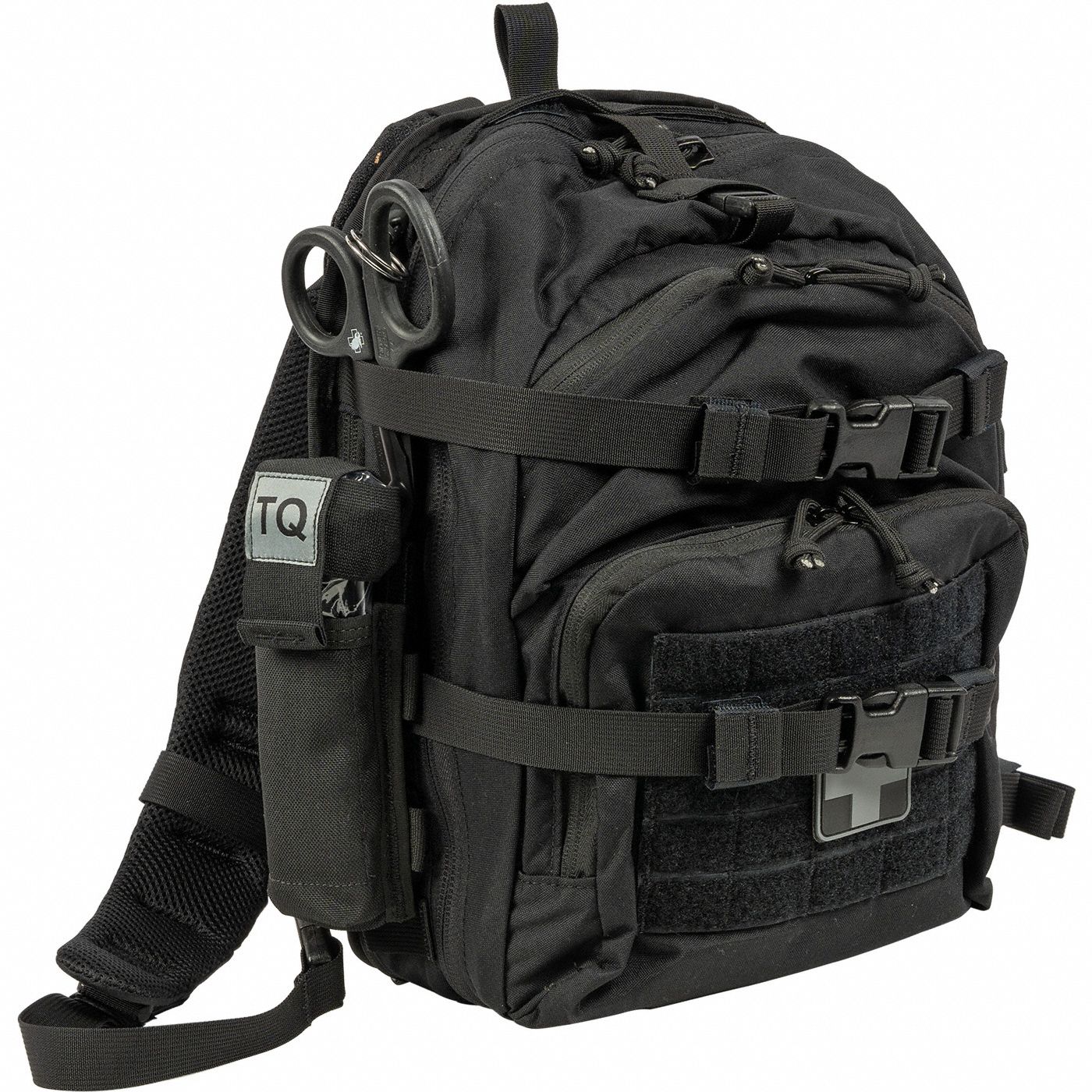 Mini Medic Kit: 43 Components, Plastic, Bag, Black, No Medication Included, Plastic