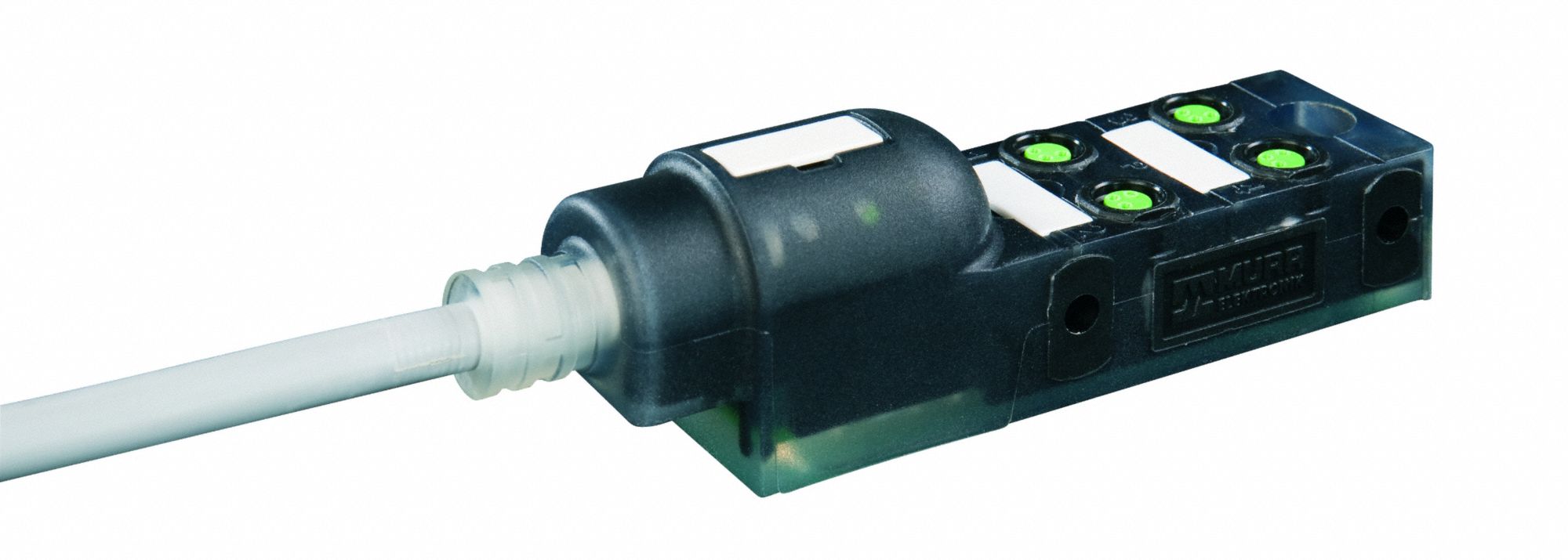 Distribution Box: EXACT8, 4 Ports, 4 Pole M8 Female, 5 m Cable Lg, Gray PUR/PVC