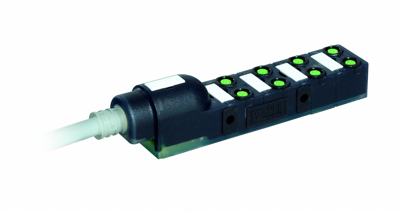 Distribution Box: EXACT8, 8 Ports, 3 Pole M8 Female, 10 m Cable Lg, Gray PUR