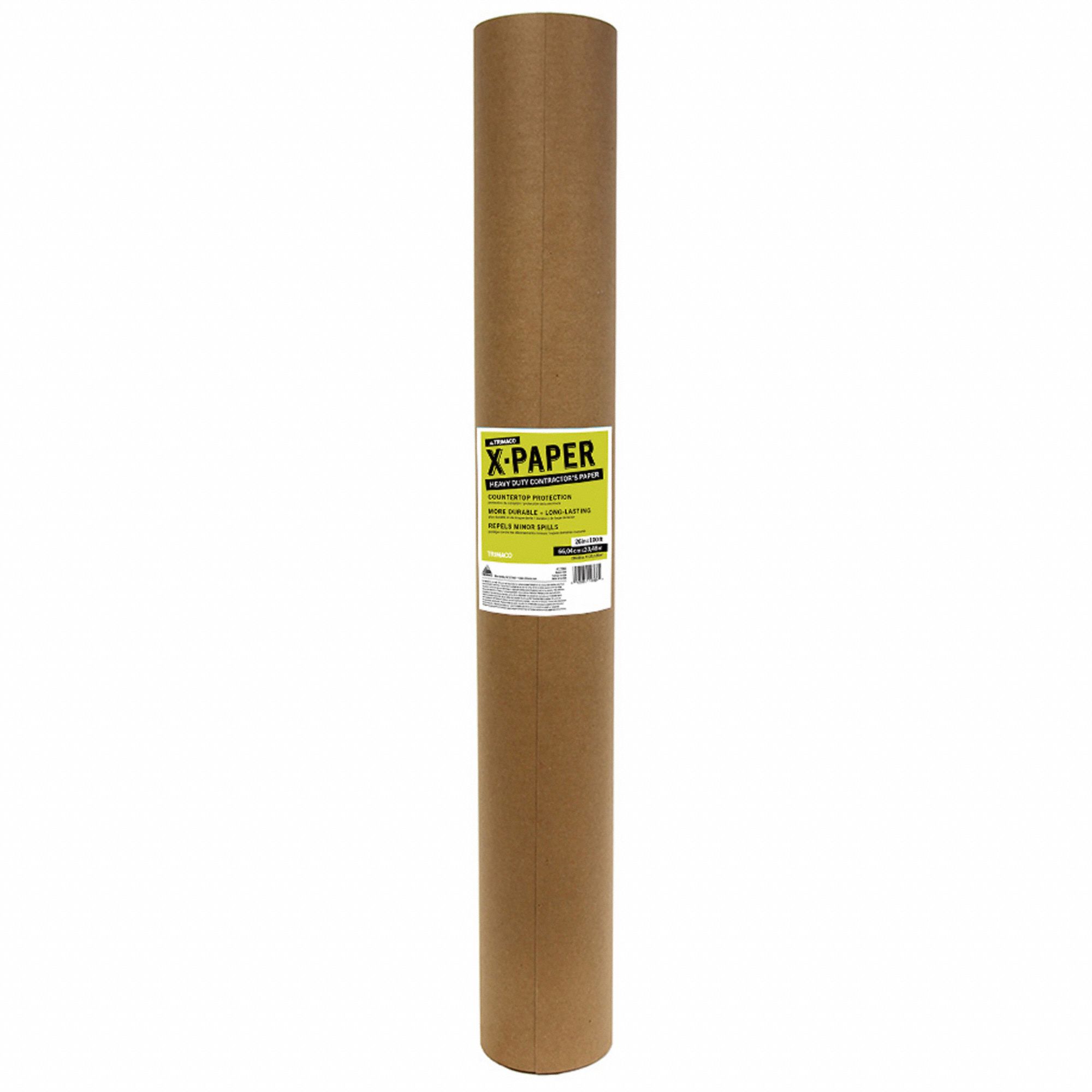 X Paper: Extra Heavy Duty, 11 mil Thick, 100 ft Lg, 26 in Wd, Brown, Contractor Paper