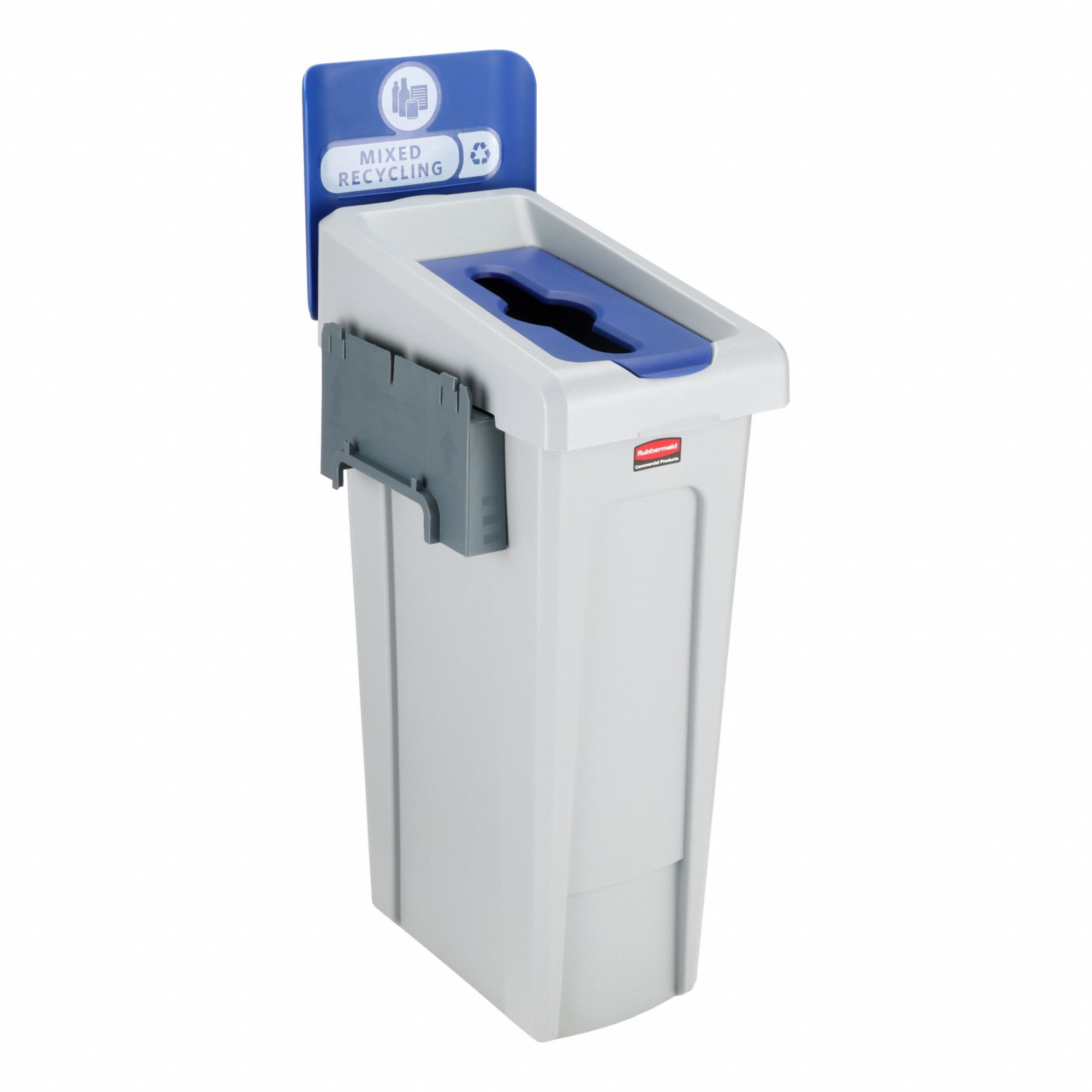 RECYCLING STATION, 15¼ IN OVERALL D, 40¼ IN OVERALL H, BLUE, 23 GAL CAPACITY