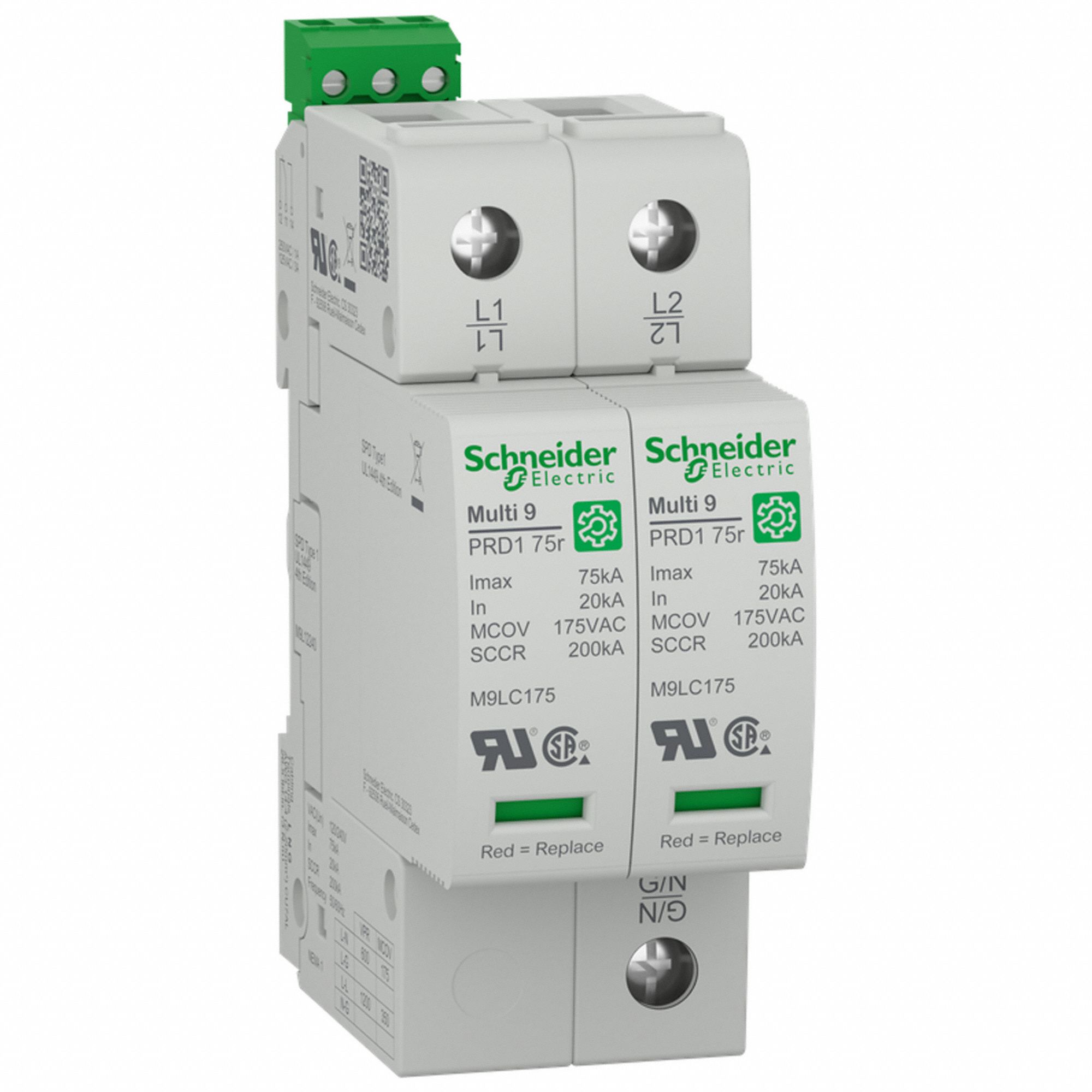 SCHNEIDER ELECTRIC, Two Phase, 120/240V AC, Surge Arrester - 800DR0 ...