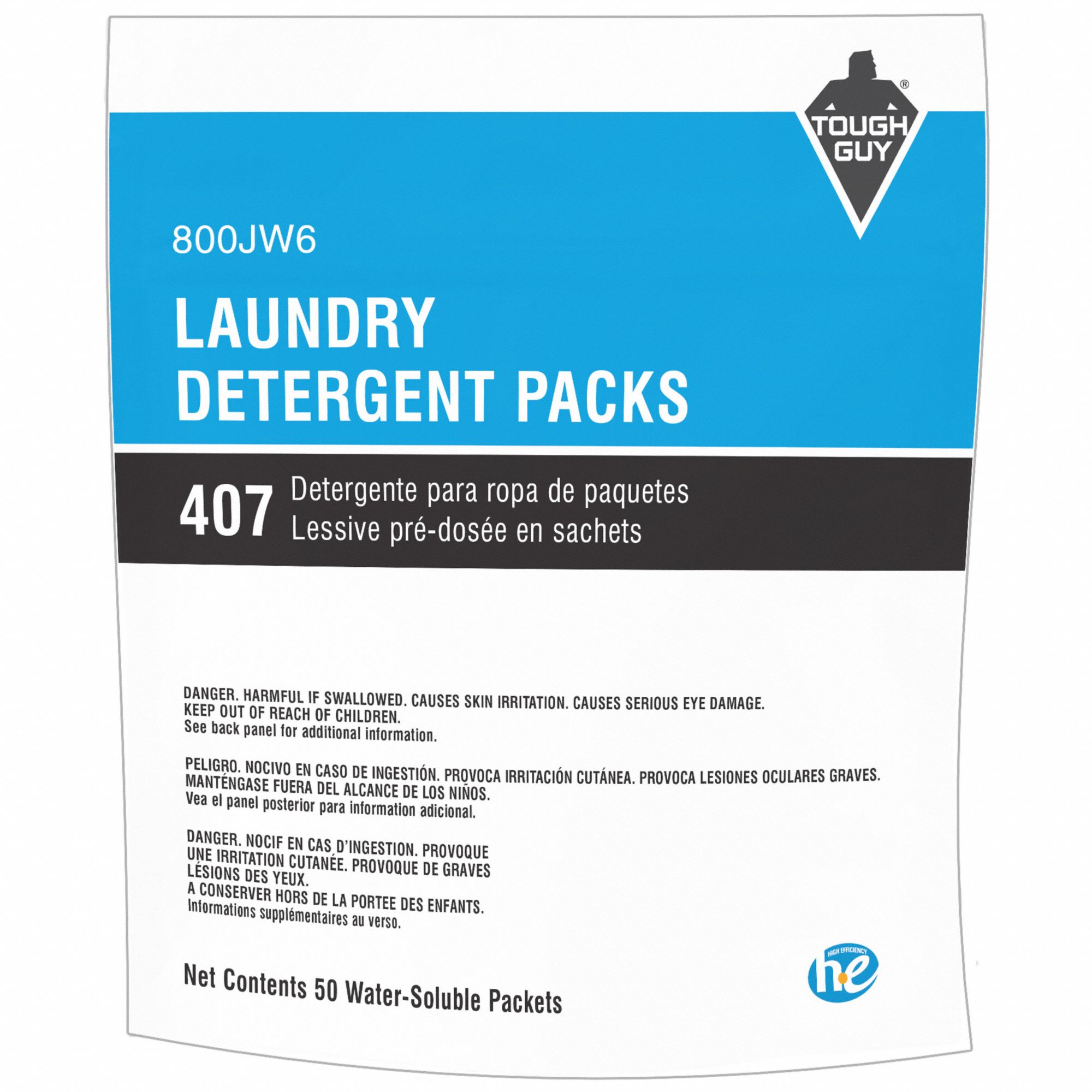 Laundry Detergent: Laundry Detergent, High Efficiency Compatibility, Bag, 50 ct, Packs