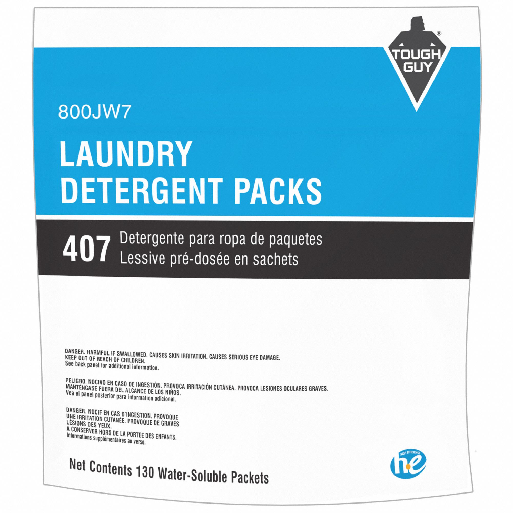 TOUGH GUY, High Efficiency (HE), Bag, Laundry Detergent 800JW7800JW7 Grainger