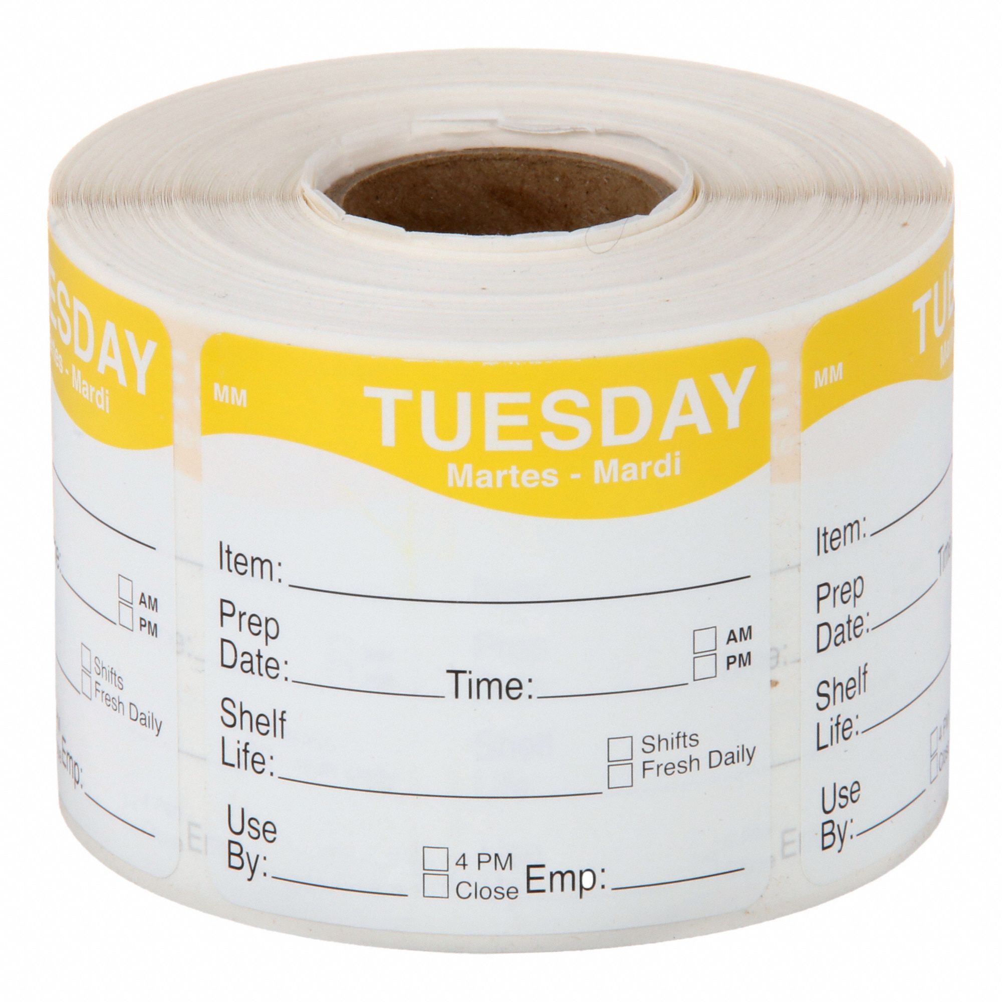 Food Safety Label: Tuesday, Removable Label, 500 Labels, 2 in Ht, 2 in Wd