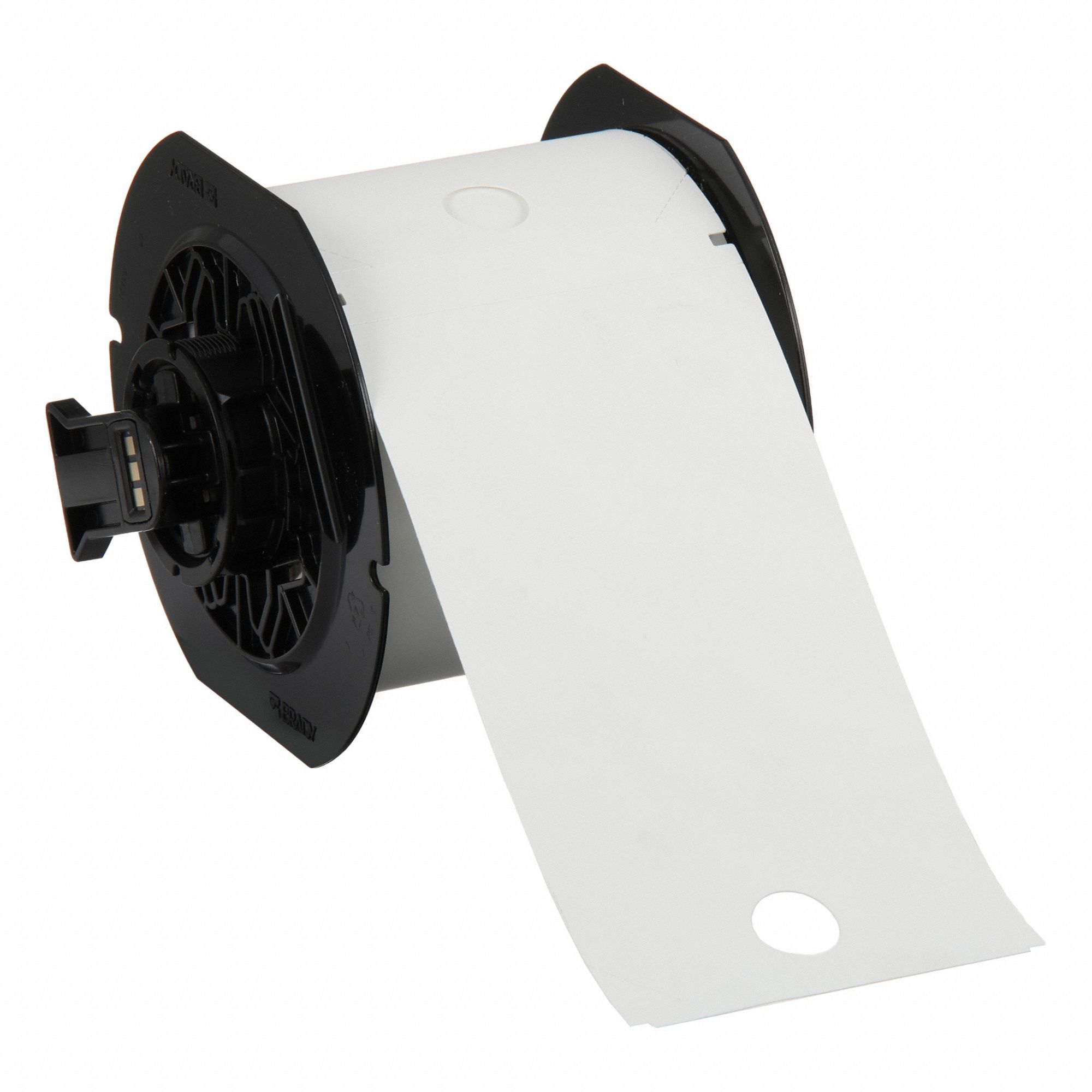 Pre-Cut Label Stock Roll: 5 3/4 in x 3 1/4 in, Polyester, White, Indoor/Outdoor, 100 Tags per Roll