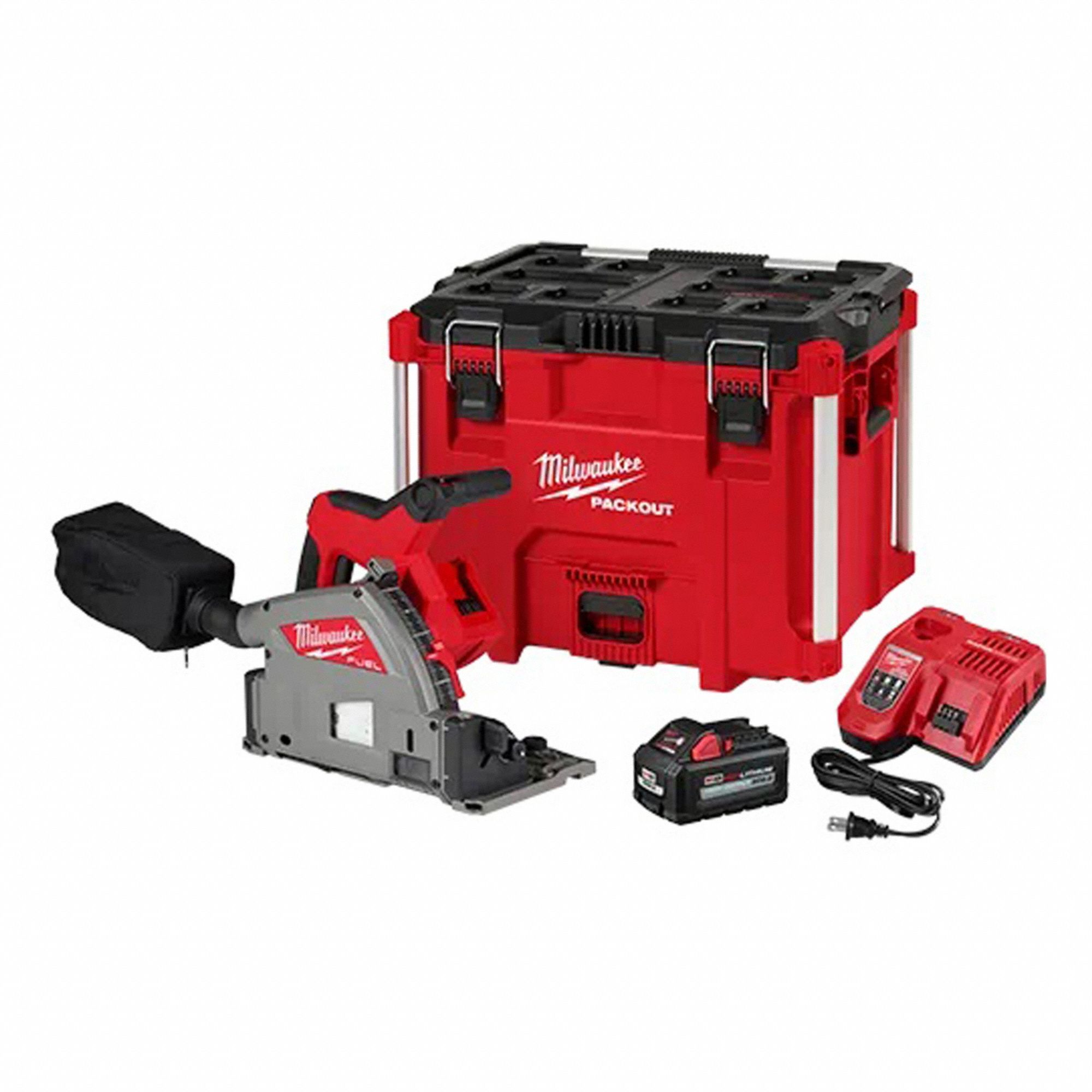 Track Saw Kit: 0°to 45°, 1 Battery, 1 Charger, 6 1/2 in Blade Dia., 20 mm Arbor Size