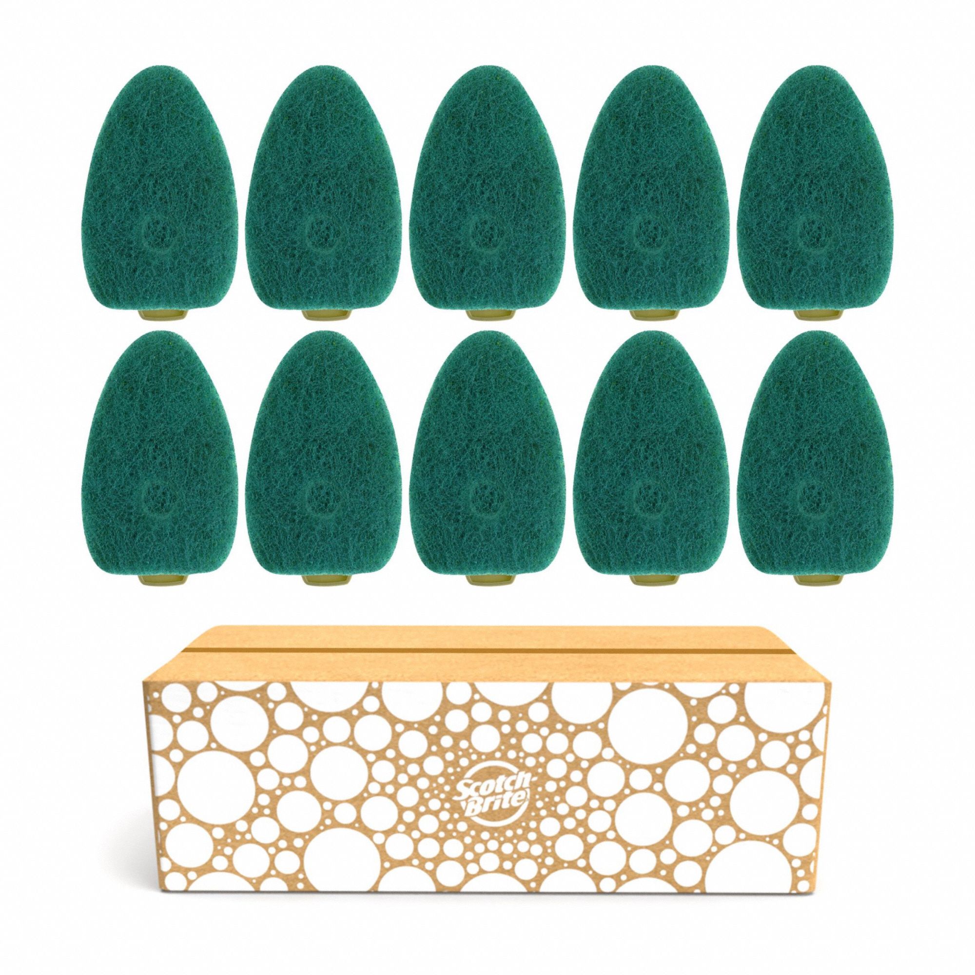 Heavy Duty Dish Wand Refills: Cellulose, 7 1/4 in Lg, 2 3/8 in Wd, 1 1/4 in Ht, 10 PK