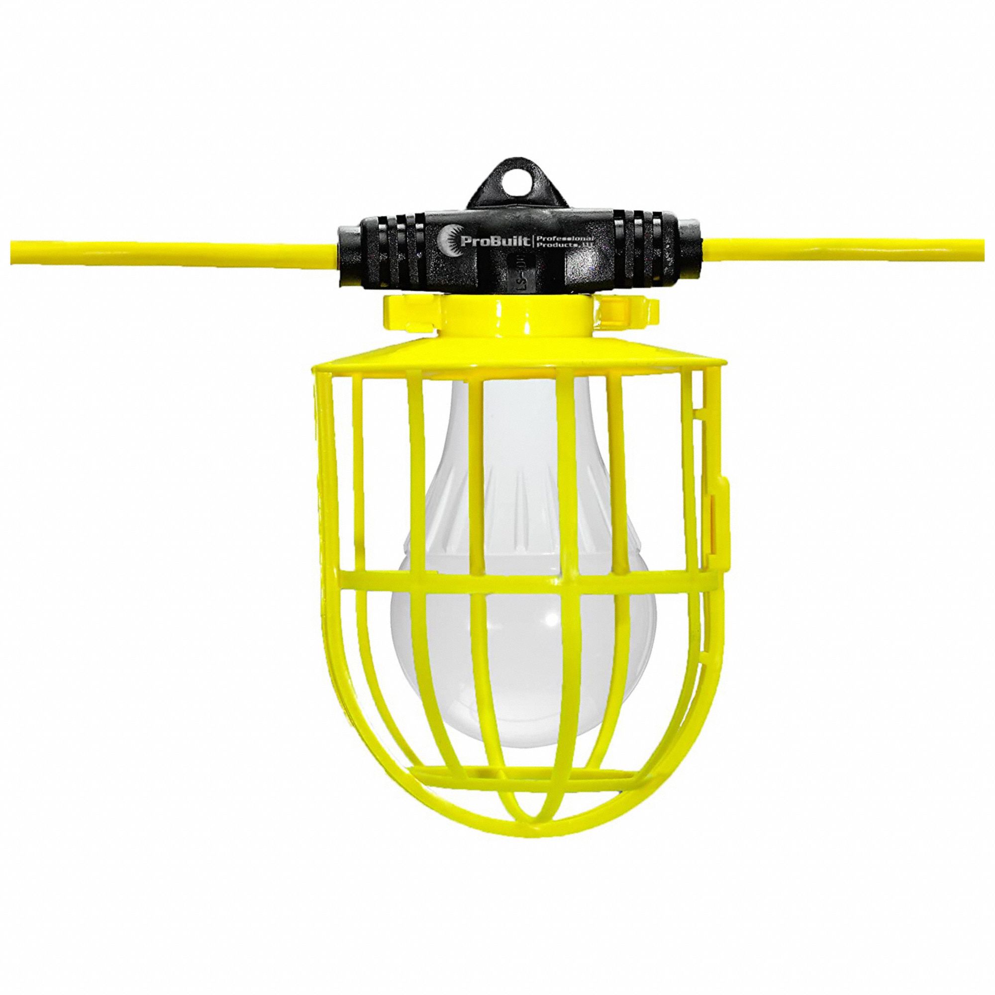 PLASTIC CAGE STRING LIGHT, LED, 150W, 30,000 HR LAMP LIFE, SCREW IN, EYE HOLE MOUNT, 100 FT CORD