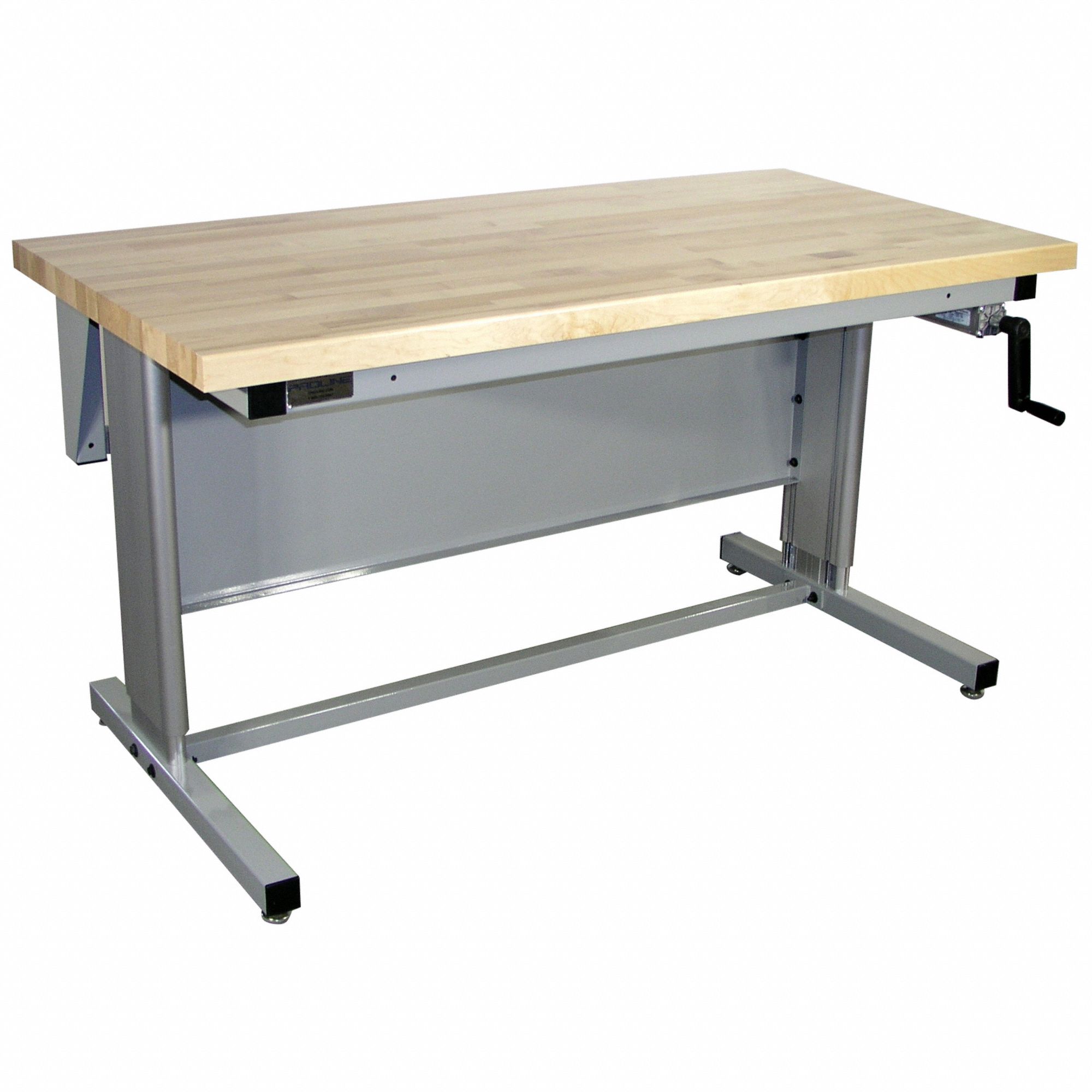 Ergonomic Work Bench: Adj Ht, Maple, 72 in x 30 in, 500 lb Overall Load Capacity, Gray