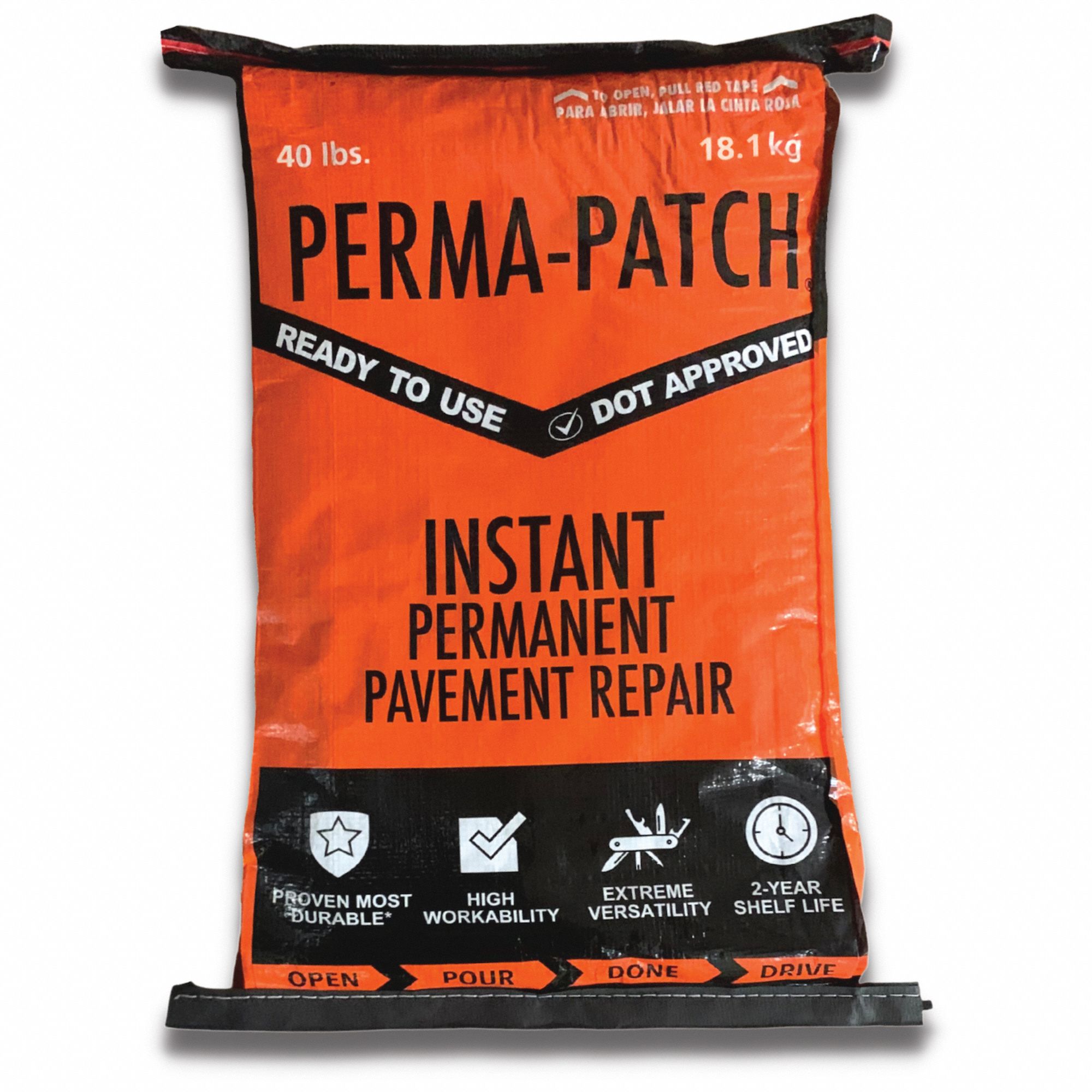 PERMAPATCH, PP40PLC, Limestone Asphalt Mix, Cold Patch 800X57PP40PLC Grainger