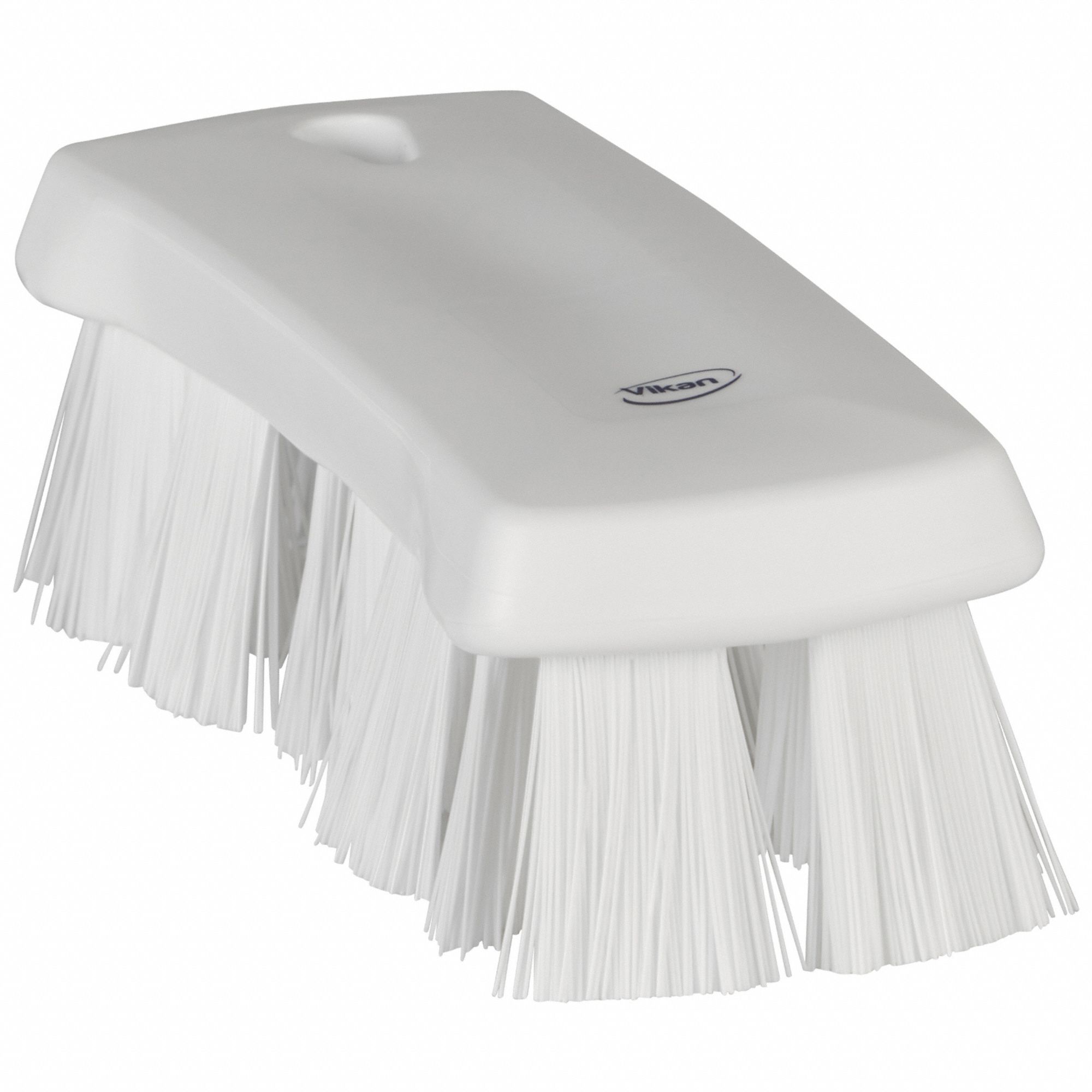 Scrub Brush: Stiff, Polypropylene, 6 7/8 in Brush Lg, 6 7/8 in Handle Lg, 2 5/8 in Head Wd