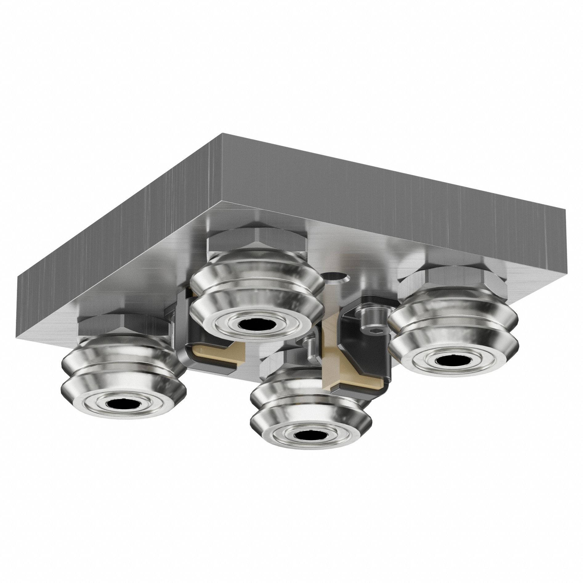 Wheel Plate Assembly: For 14 mm Rail Wd, Ball, MinVee Miniature Wheel Plate Assembly