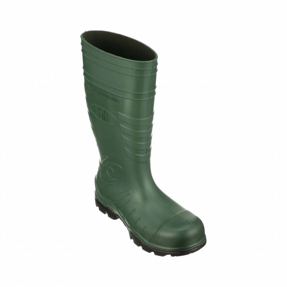 Rubber Boot: 14 Size, Knee Footwear, Composite, Green, Polyurethane, Polyurethane