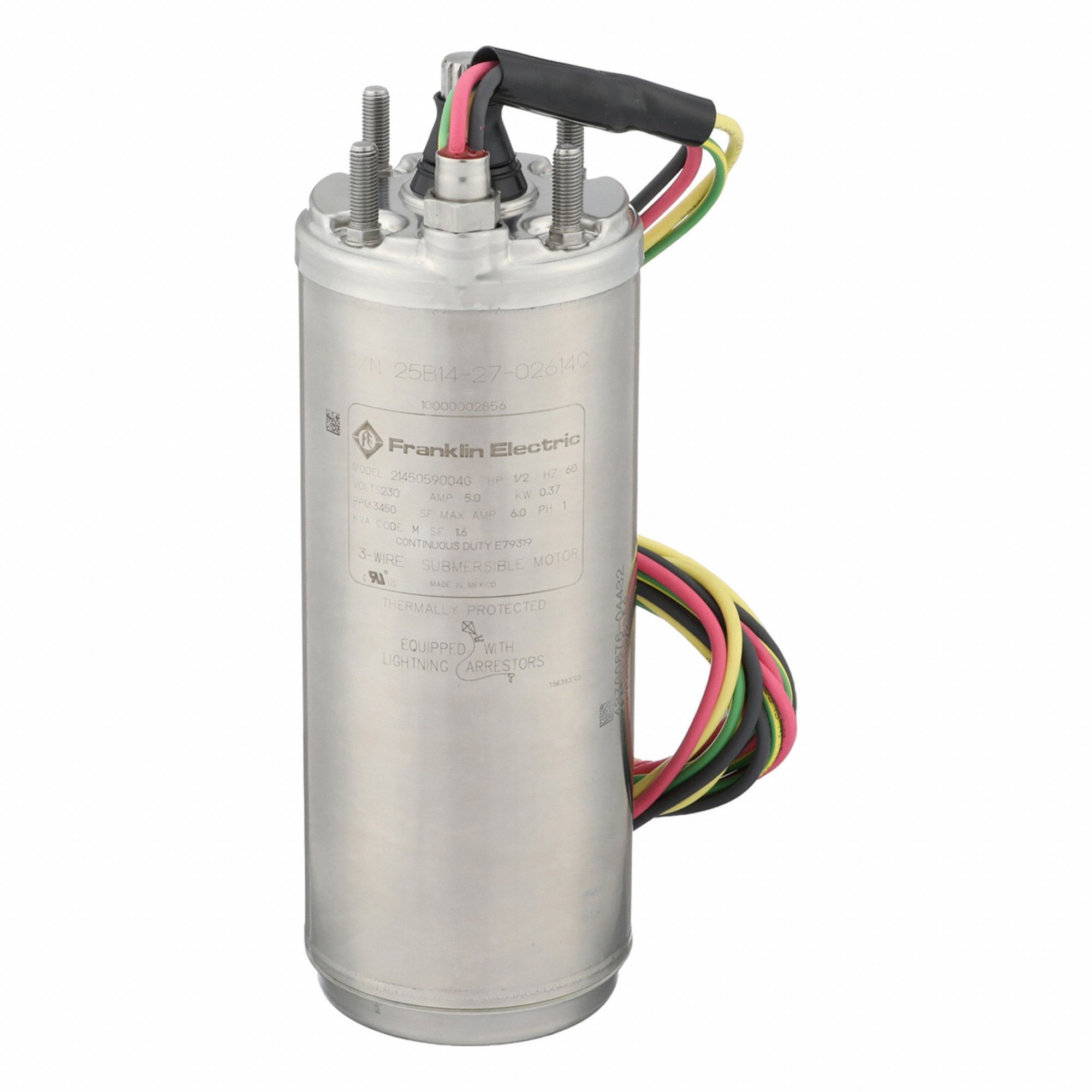 LITTLE GIANT Submersible Pump Motor: 3 Wires, 230V AC, Nitrile Rubber - Motors for Submersible Deep Well Pumps