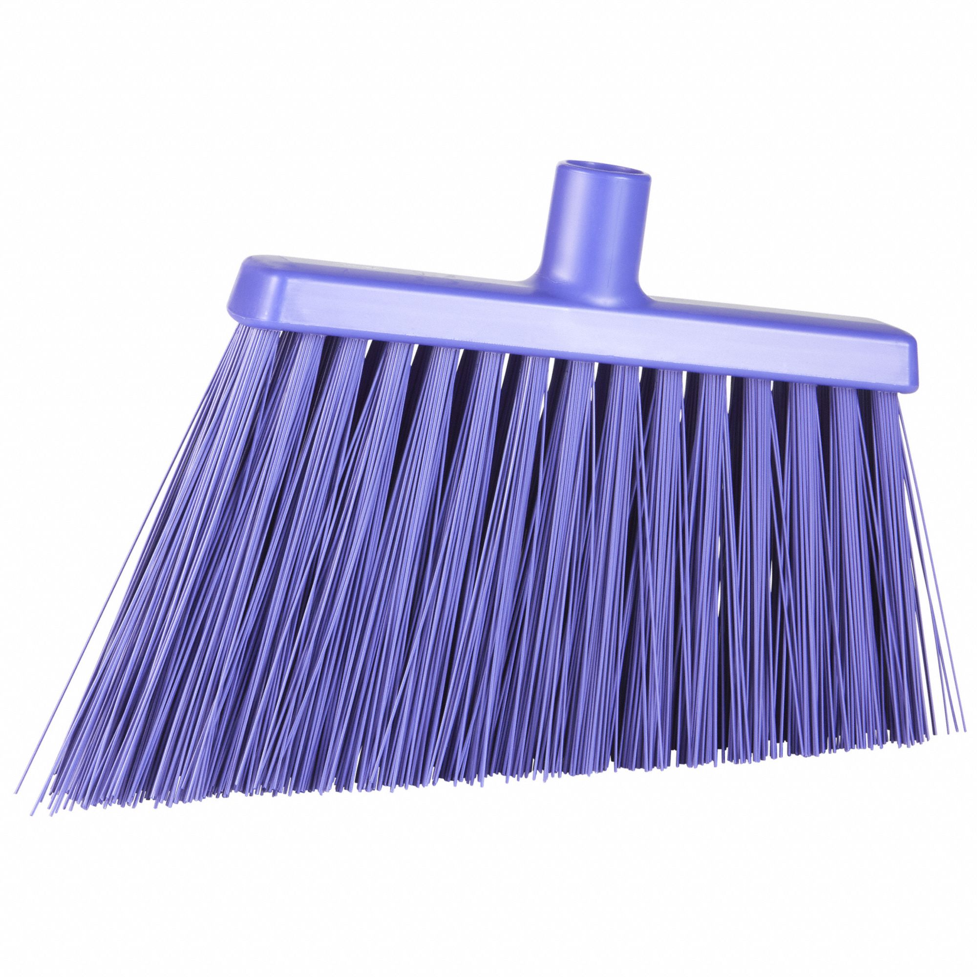 Angle Broom Head: Threaded, European, 11 3/8 in Sweep Face, Polyester, Purple