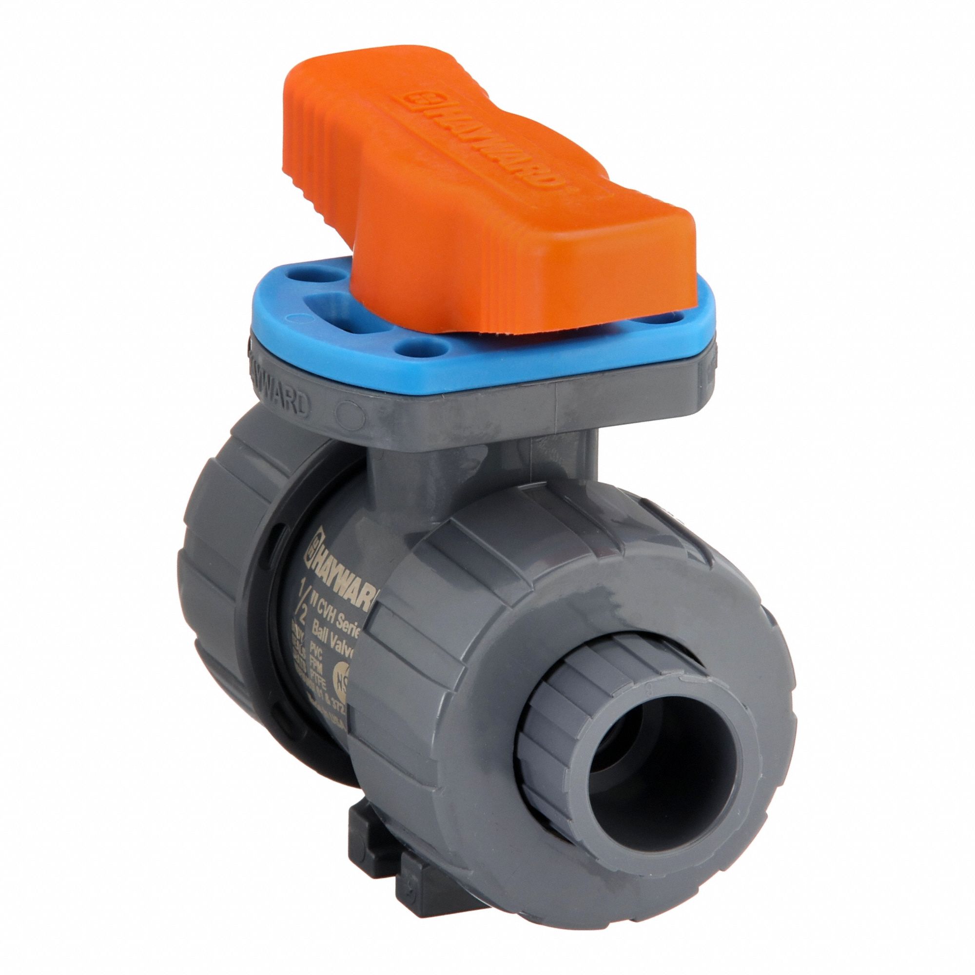 Manual Two-Way Ball Valve: 1/2 in Pipe Size, True Union - Socket & FNPT, PVC, 60°F to 150°F