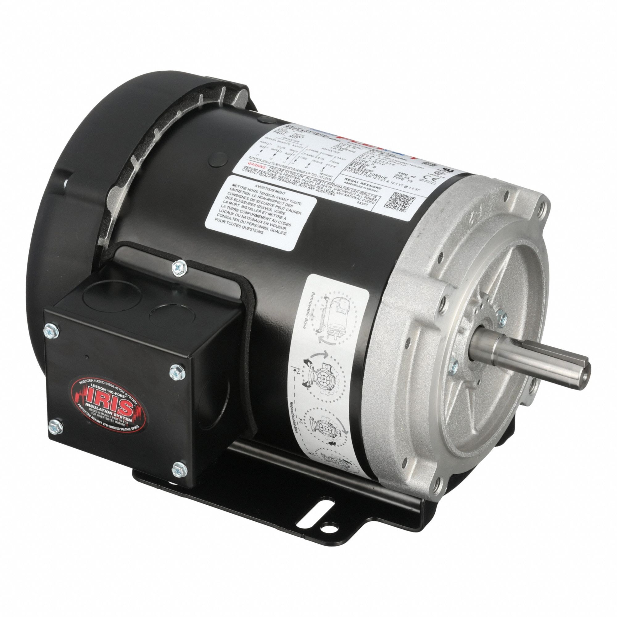 LEESON General Purpose Motors: C-Face/Universal Mount, Totally Enclosed Fan Cooled, 1 hp, 3,450 RPM (MPN 056T34F15680). Key specifications — Brand: LEESON; Nameplate Voltage @ 60 Hz: 208-230/460V AC; Full Load Current @ 60 Hz: 3.0-3.0/1.5 A; Nameplate RPM @ 60 Hz: 3,450 RPM; Motor Enclosure: TEFC.