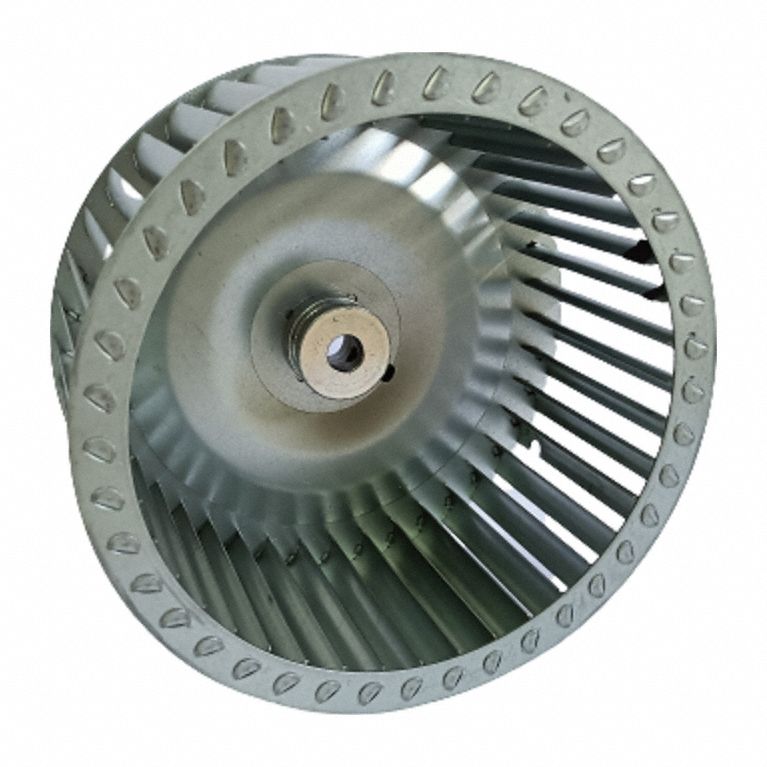 Blower Wheel: Forward-Curved, 8 1/4 in Dia, 4 in W, CW Hub End, Steel Wheel, 1 Inlets, 1/2 in Bore