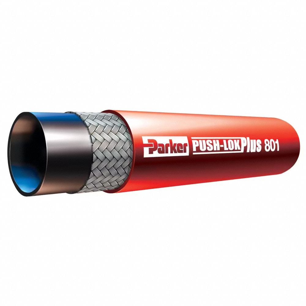 Air Hose: 1 in ID, MNPTF x FJIC, 12 ft Lg, Red, 1 in x 1 in Fitting Size, Synthetic Rubber