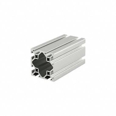 T-Slot Framing System Profiles: 10 Series, 10 ft Lg, 2 in x 2 in, Silver, Quad, Smooth, 8 Slots (MPN 2020-s-120). Key specifications — System of Measurement: Inch; Finish: Anodized; Product Type: T-Slot Profile; Material: Aluminum; Yield Strength: 25,000 psi; Manufacturer Part Number: 2020-s-120; Brand: 80/20.