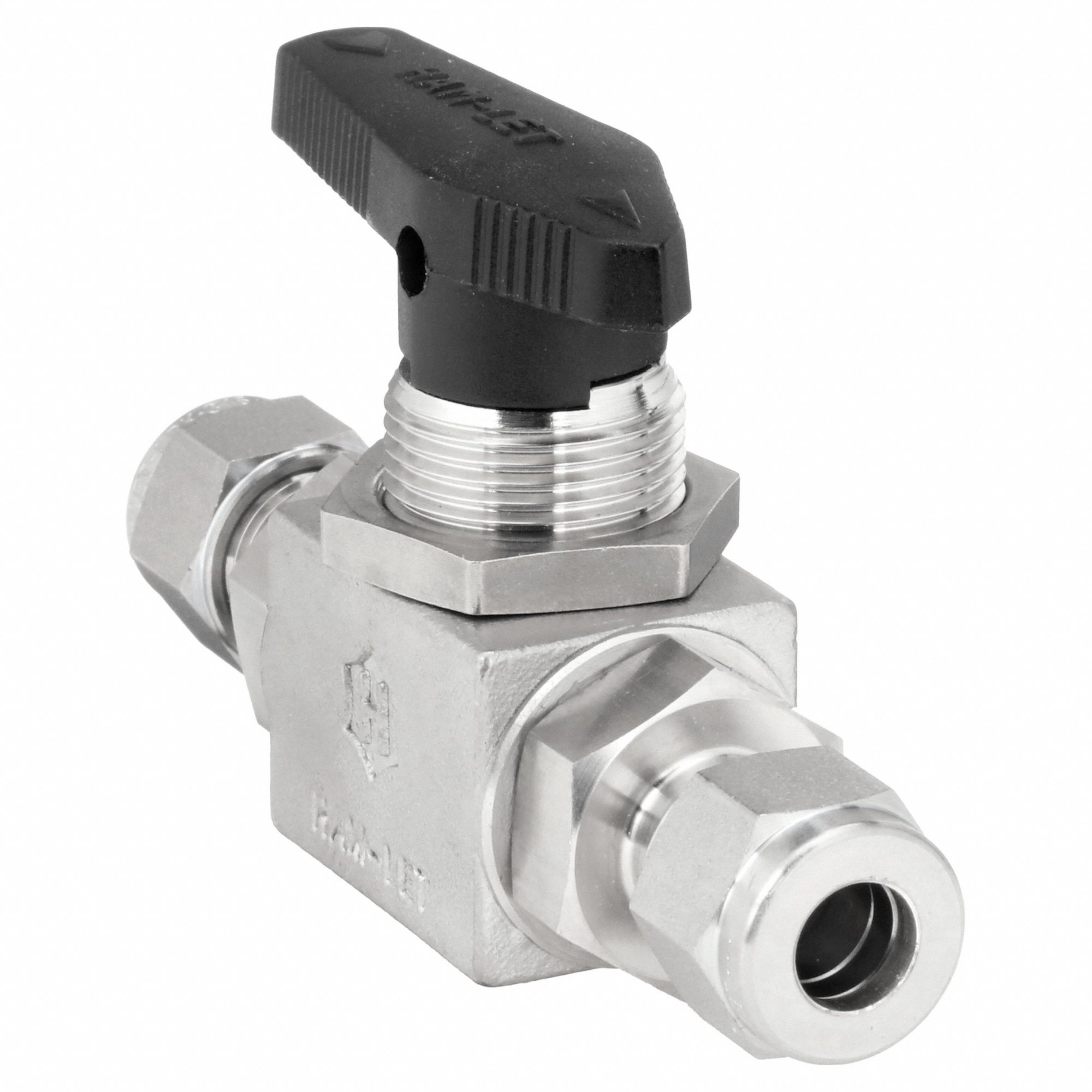 Manual Two-Way Ball Valve: 1/4 in, 316 Stainless Steel, Straight, Compression x Compression