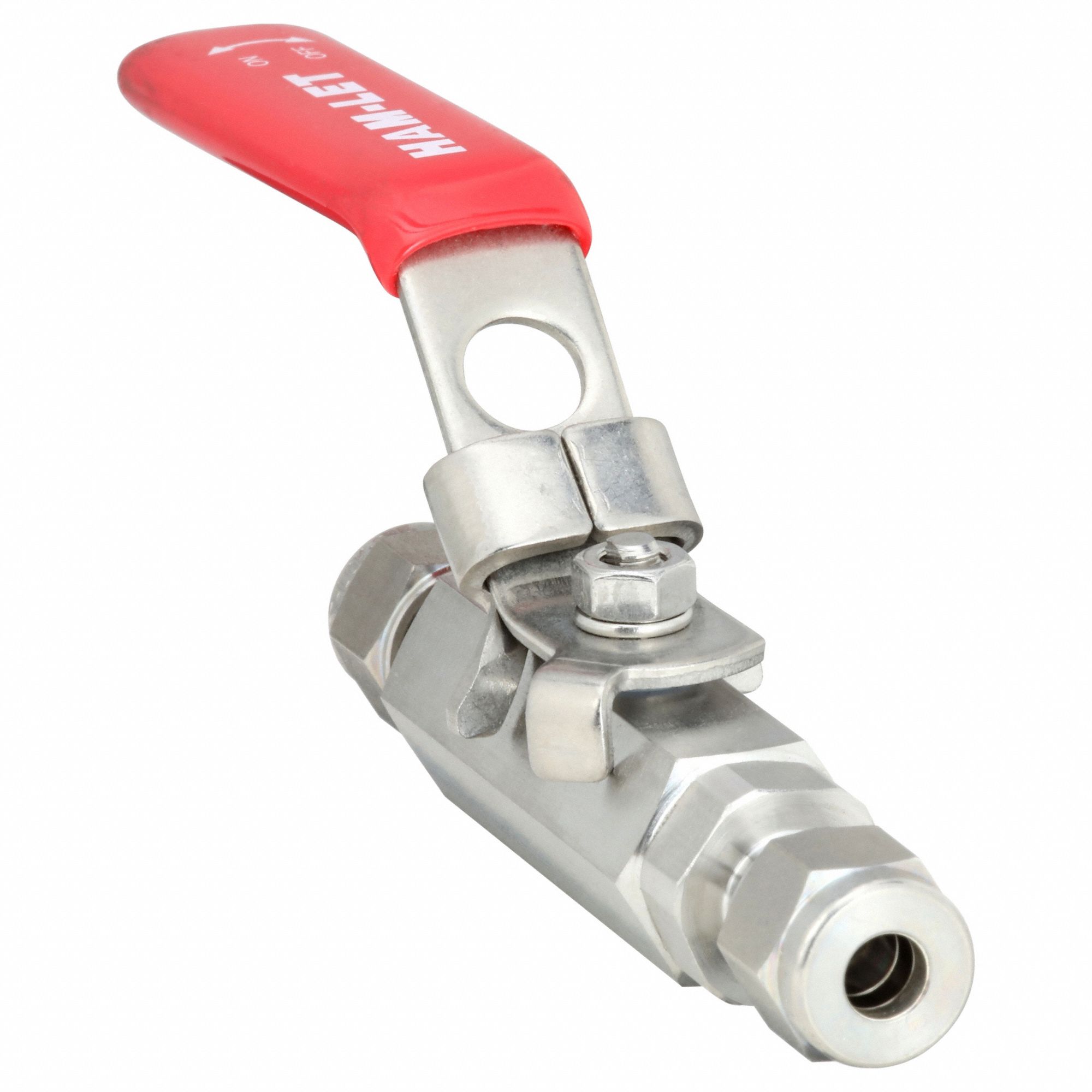 Manual Two-Way Ball Valve: 1/4 in, Stainless Steel, Straight, Compression x Compression