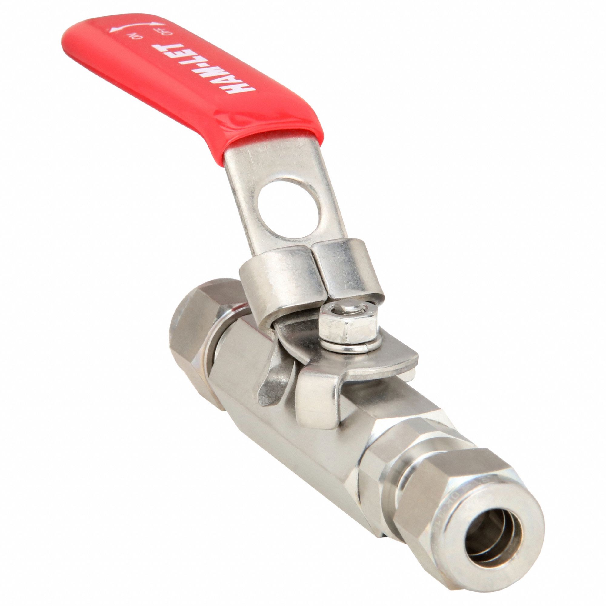 Manual Two-Way Ball Valve: 1/4 in, Stainless Steel, Straight, Compression x Compression
