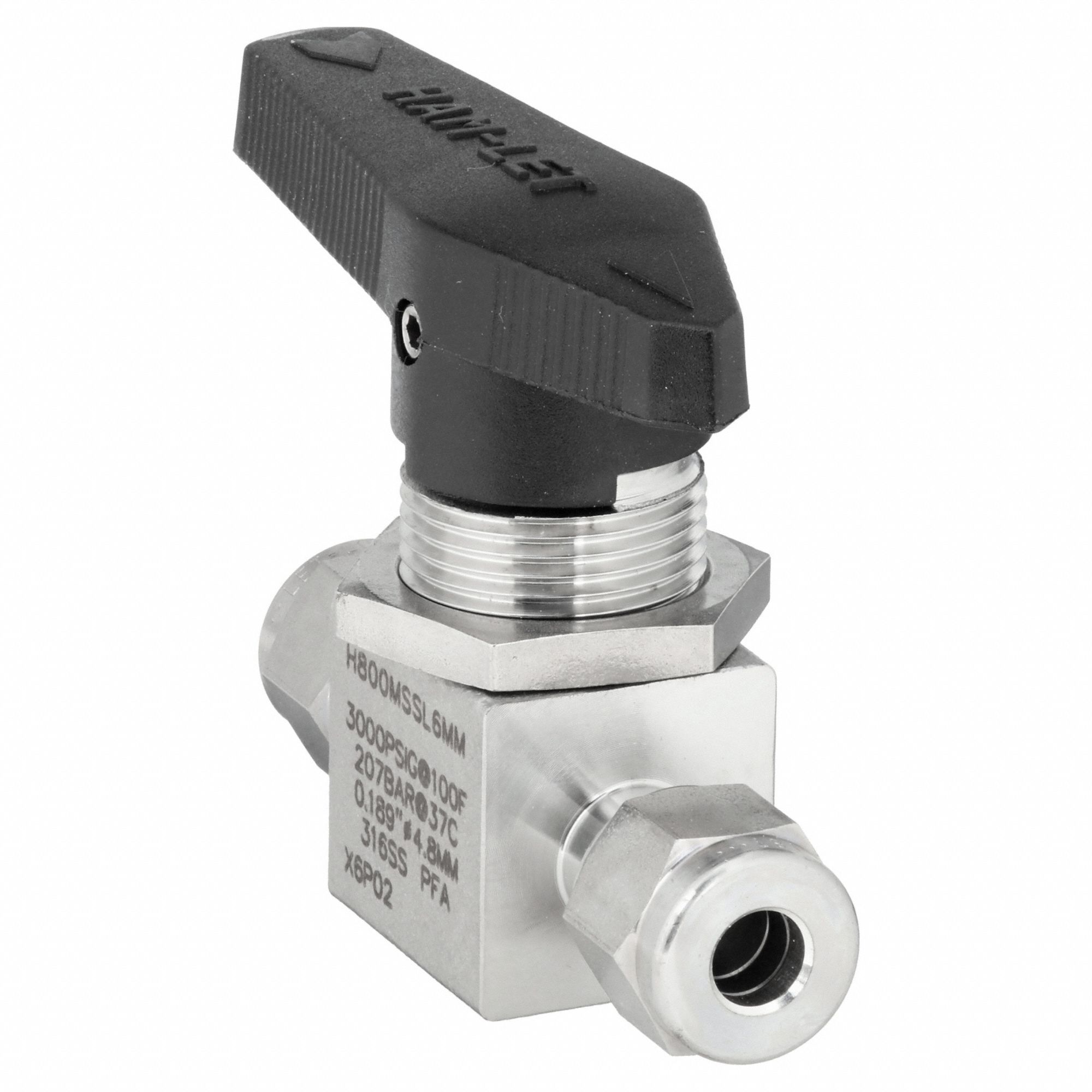 Manual Two-Way Ball Valve: 1/4 in, Stainless Steel, Straight, Compression x Compression