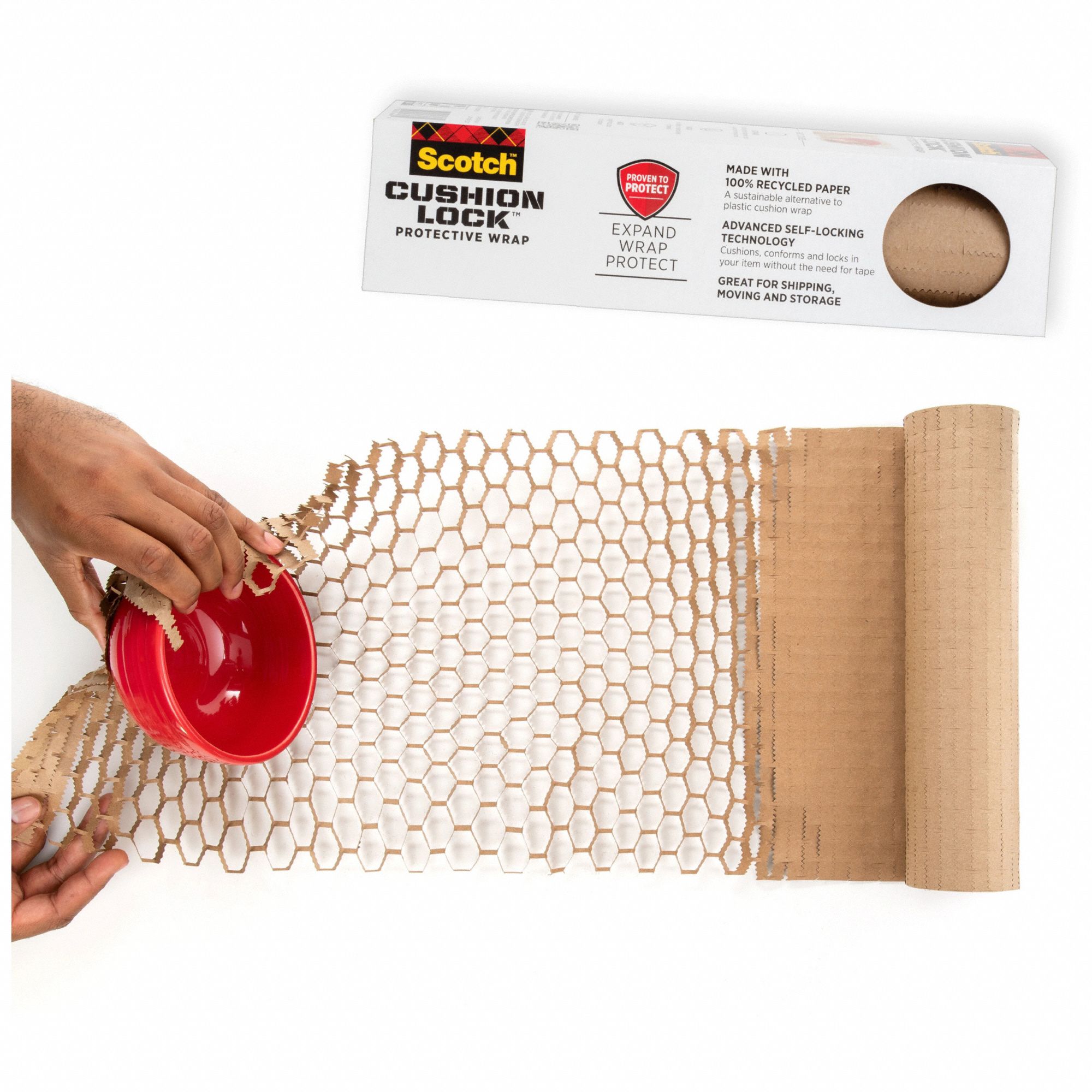 Protective Wrap: 12 in Roll Wd, 30 ft Roll Lg, Brown, Recycled Paper, 25/32 lb Roll Wt