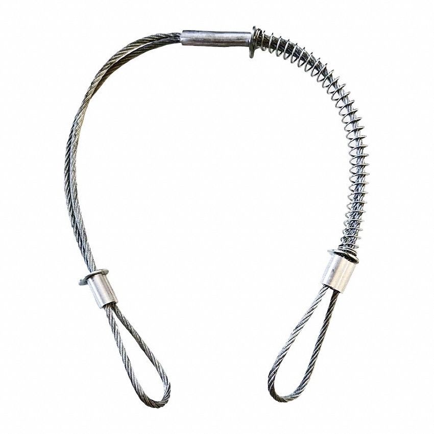 Hose Safety Cable: Hose to Tool, 2 in Max Hose Size, 28 in Lg, Zinc Plated 1045 Steel, 7 Plies
